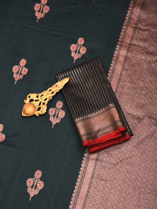Chanderi Cotton Silk Saree with weaving