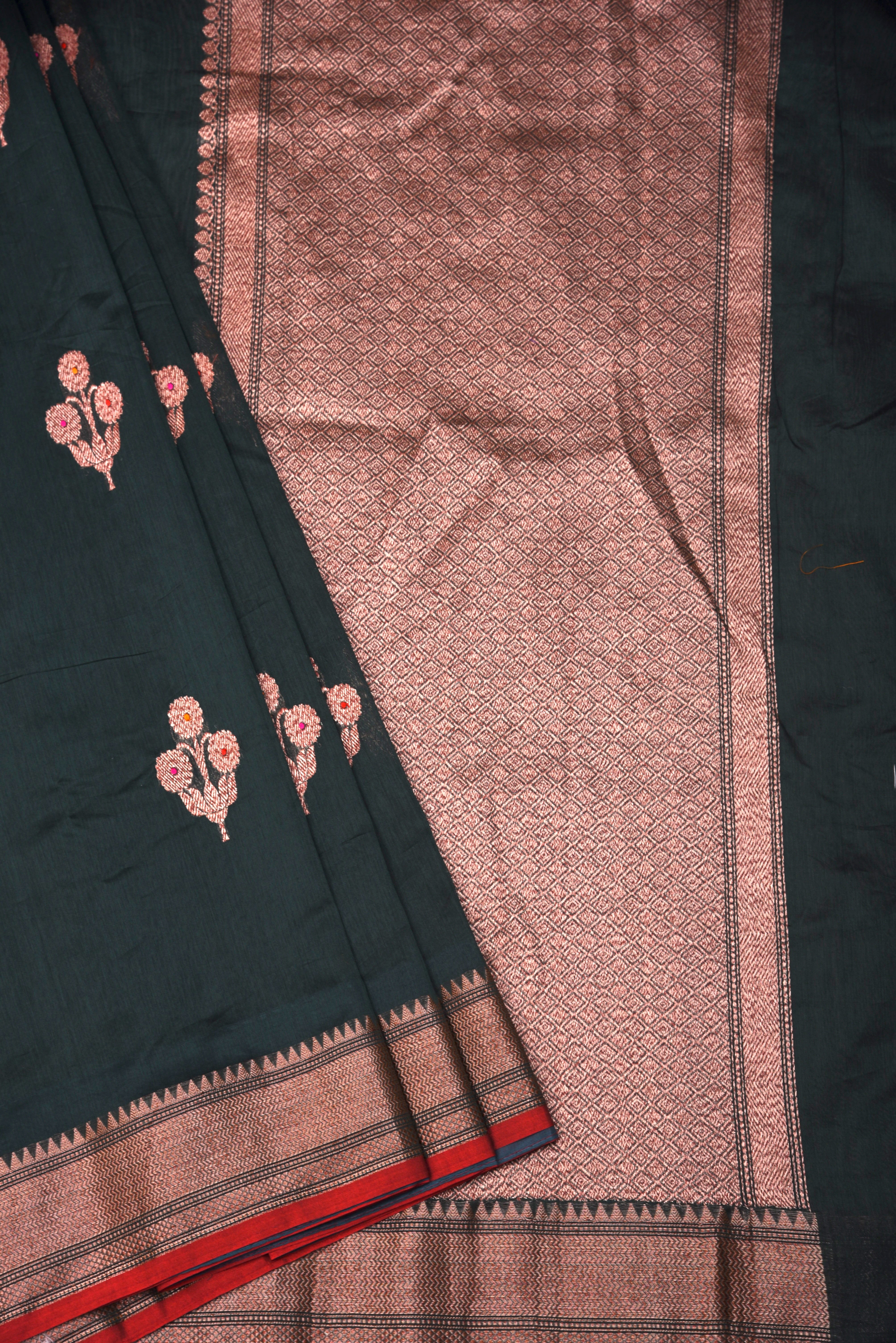 Chanderi Cotton Silk Saree with weaving