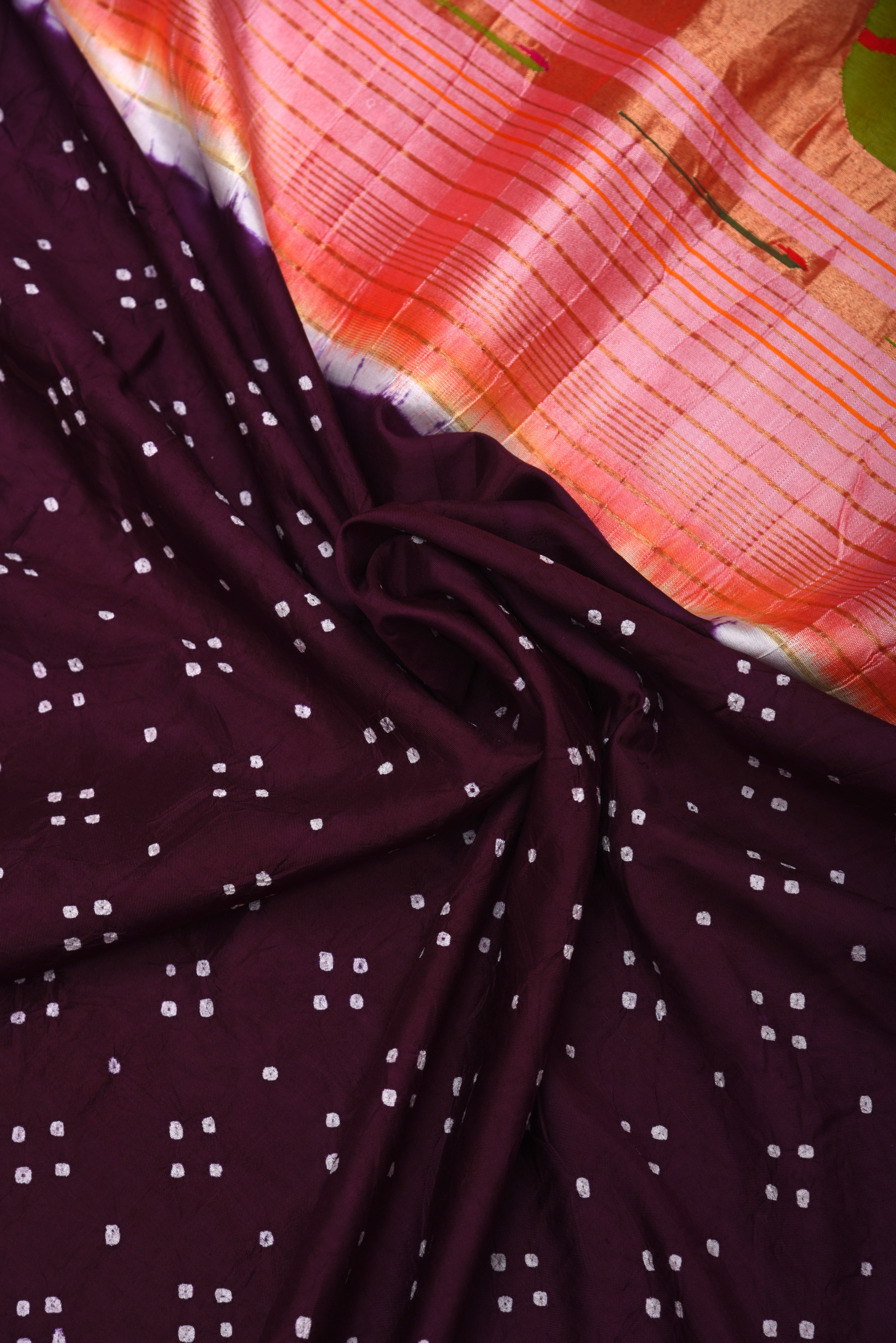 Paithani Pure silk handloom saree with bandhani