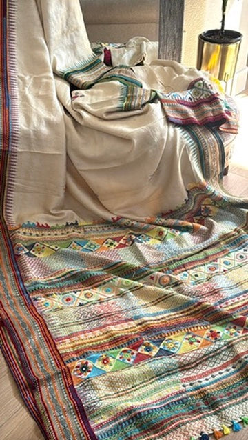 Lambani Hand Embroidered Vidharba Tussar Saree