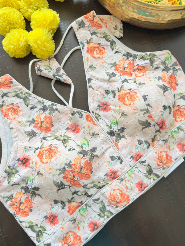Readymade Padded Hakoba Cotton back hooks sleeveless blouse