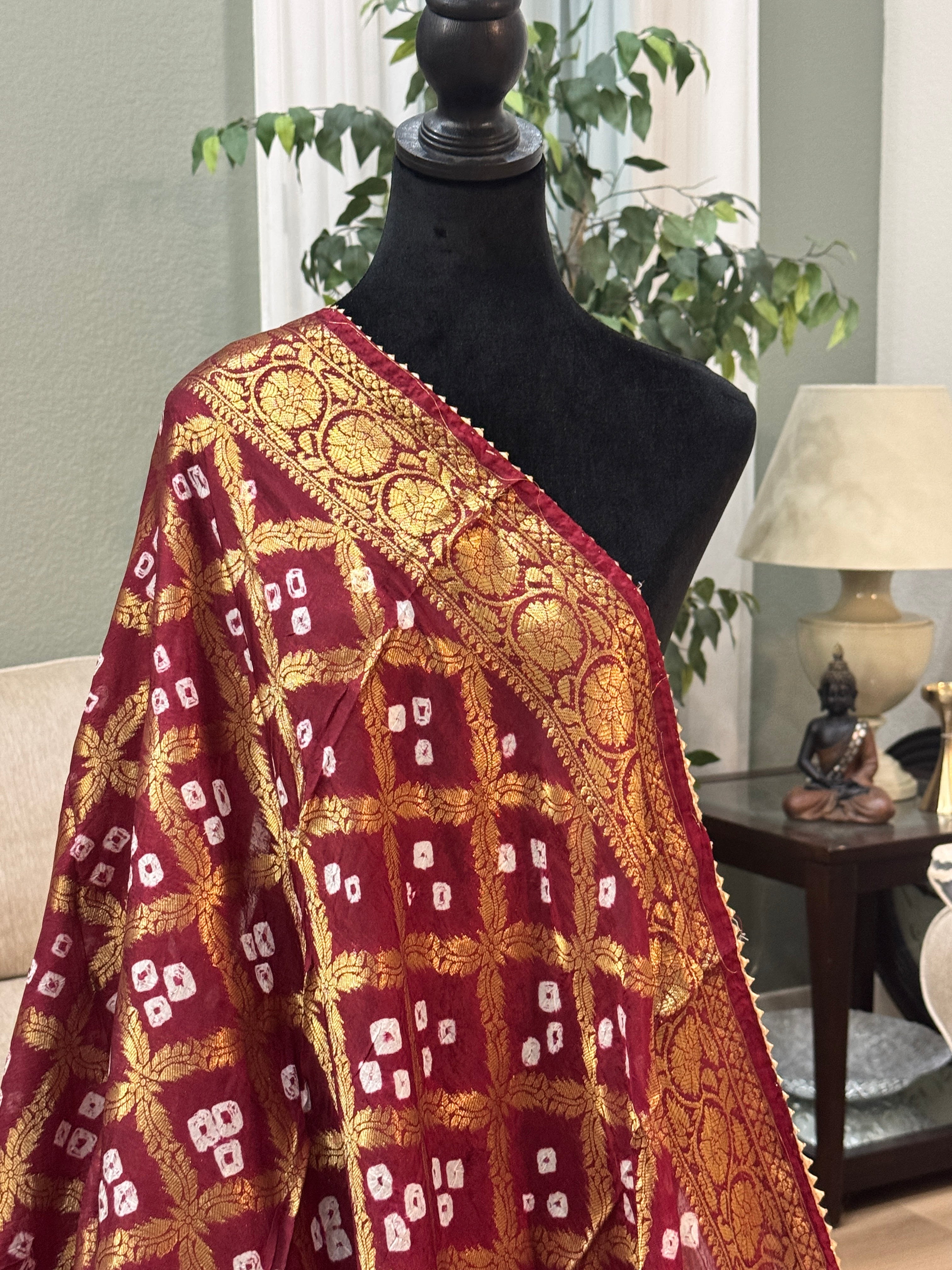 Silk Gharchola dupatta - maroon