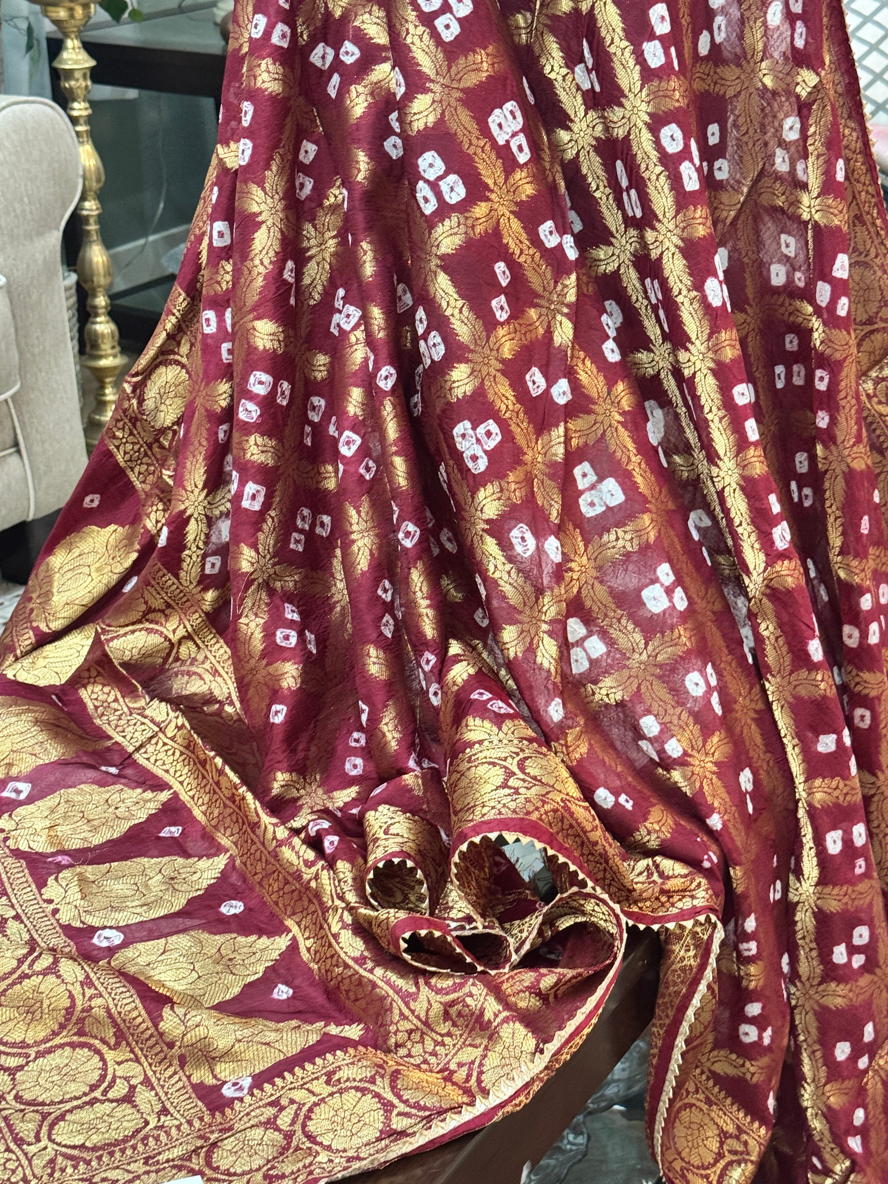 Silk Gharchola dupatta - maroon