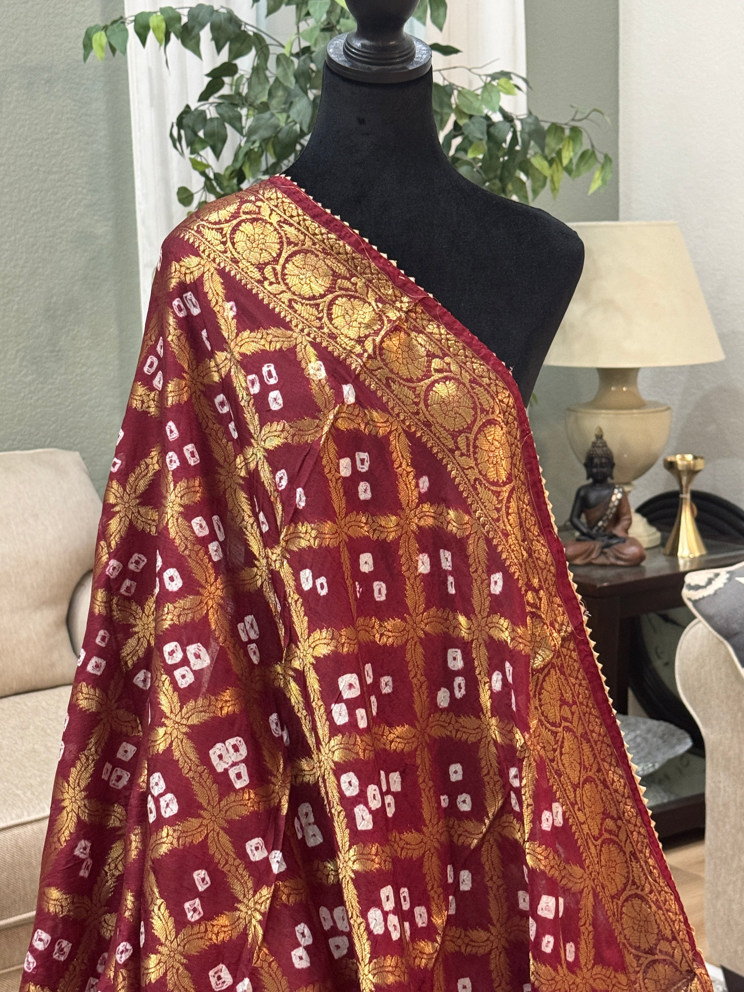 Silk Gharchola dupatta - maroon