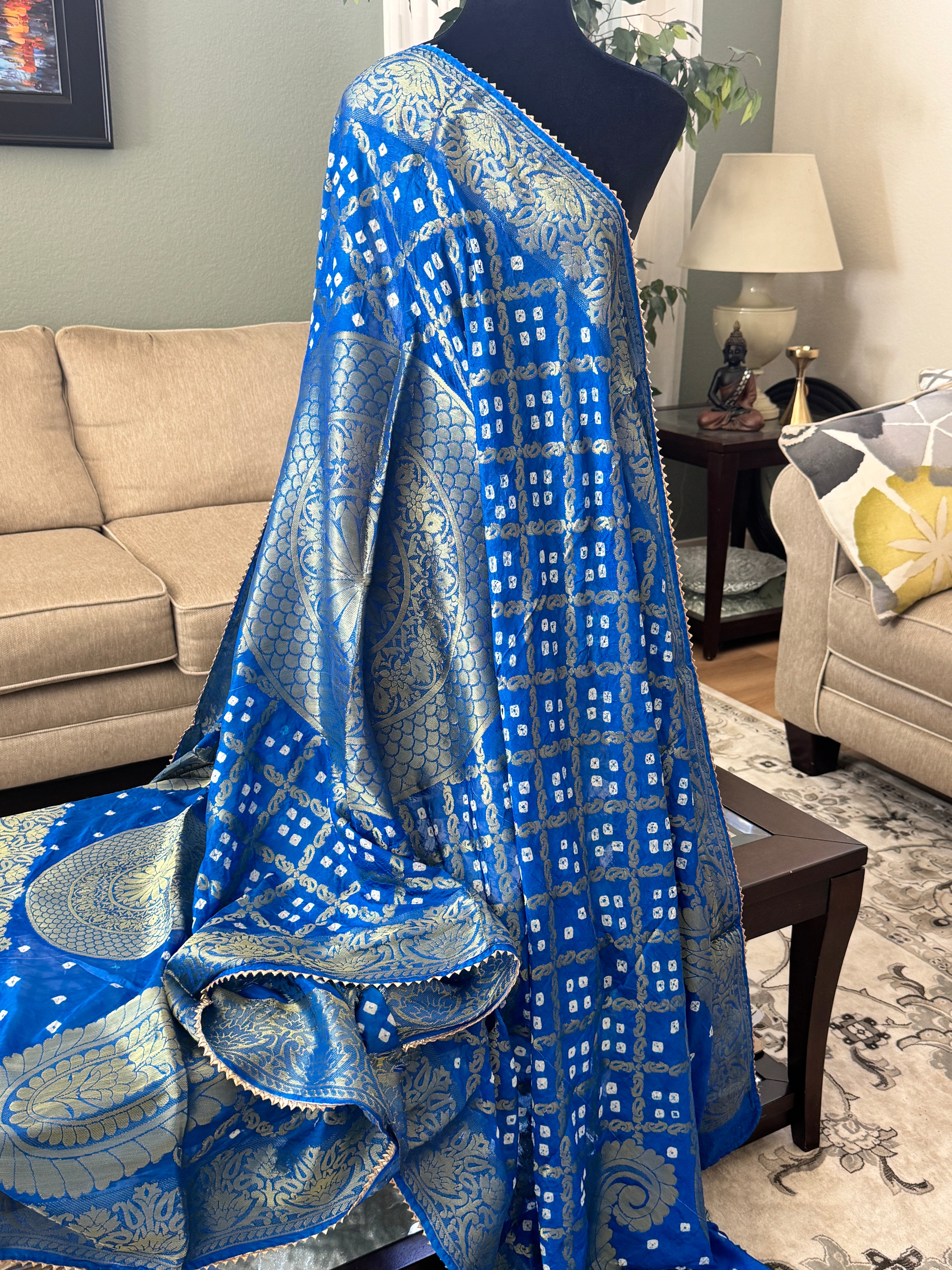Silk Gharchola dupatta - blue