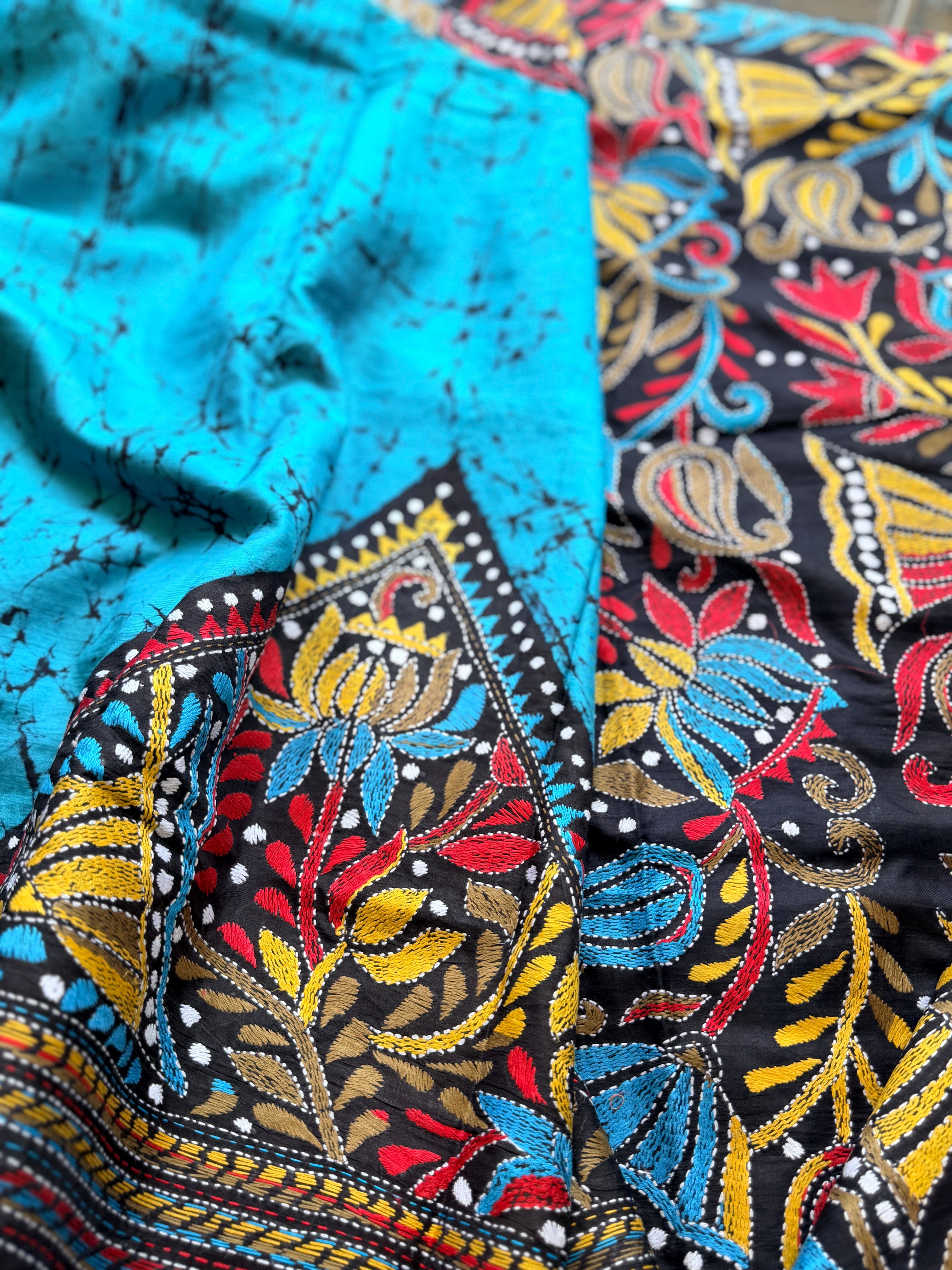 Kantha Stitch Saree