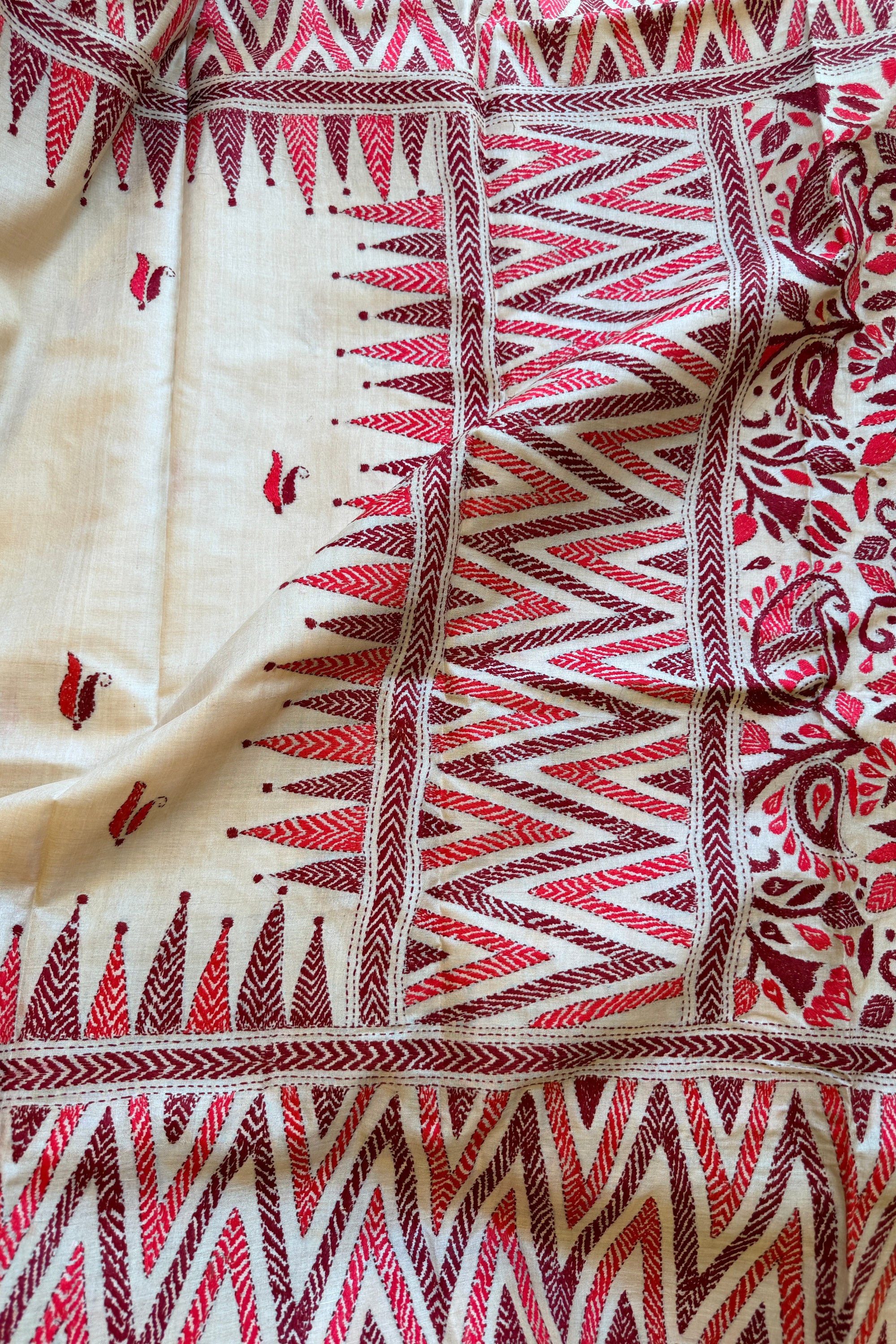 Kantha Stitch Saree on tussar silk