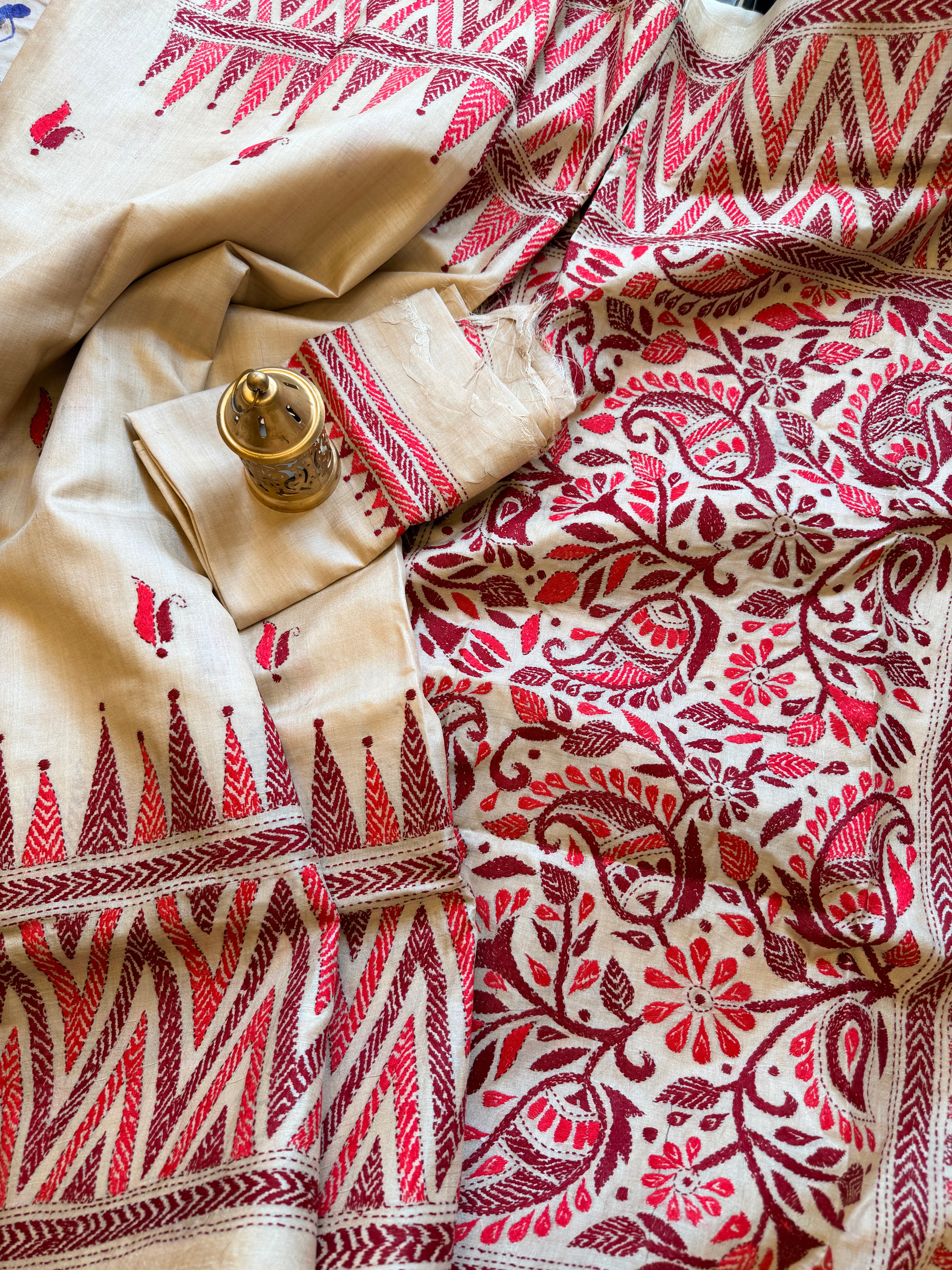 Kantha Stitch Saree on tussar silk