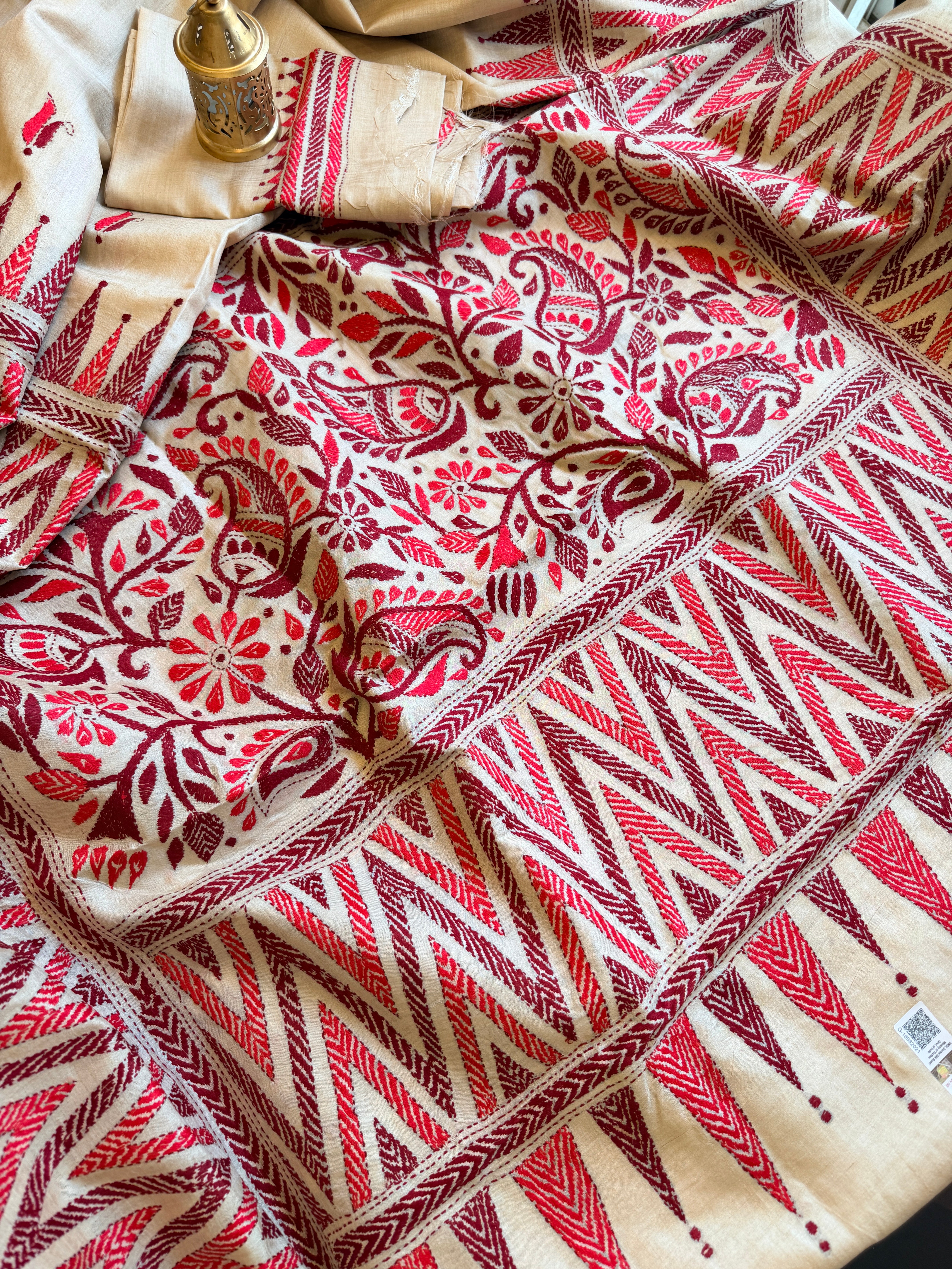 Kantha Stitch Saree on tussar silk
