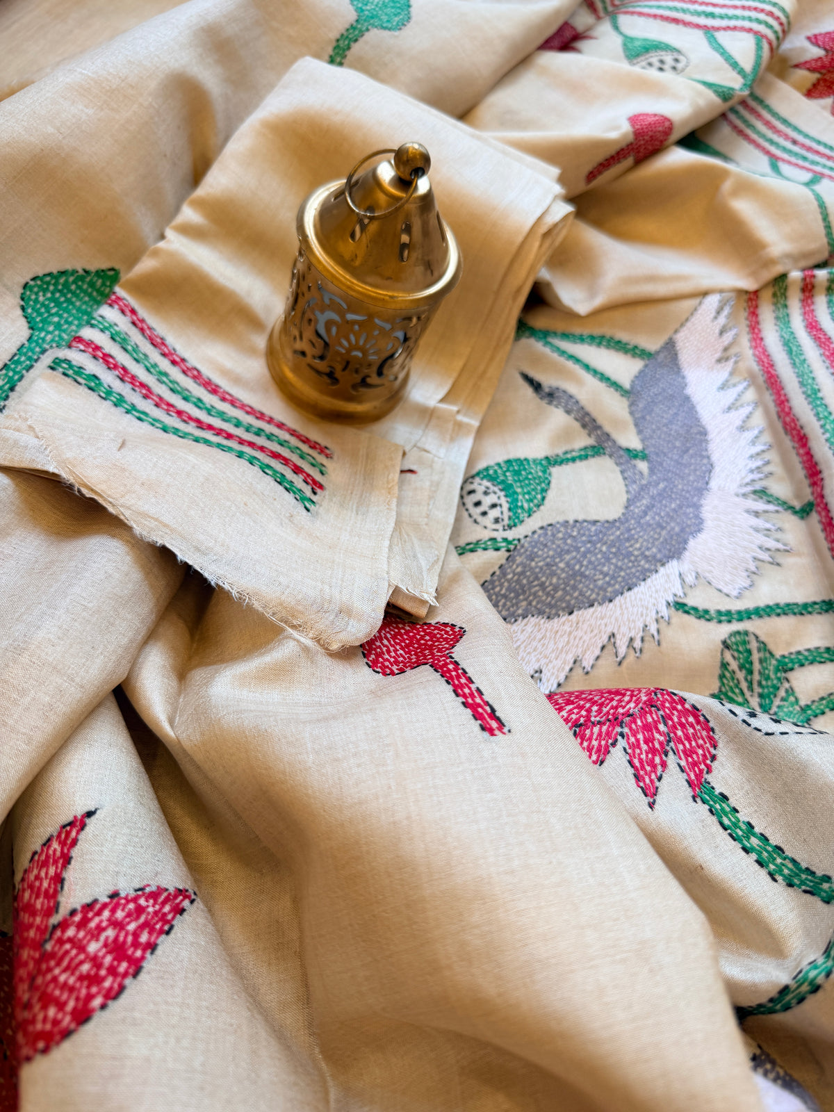 Kantha Stitch Saree on tussar silk