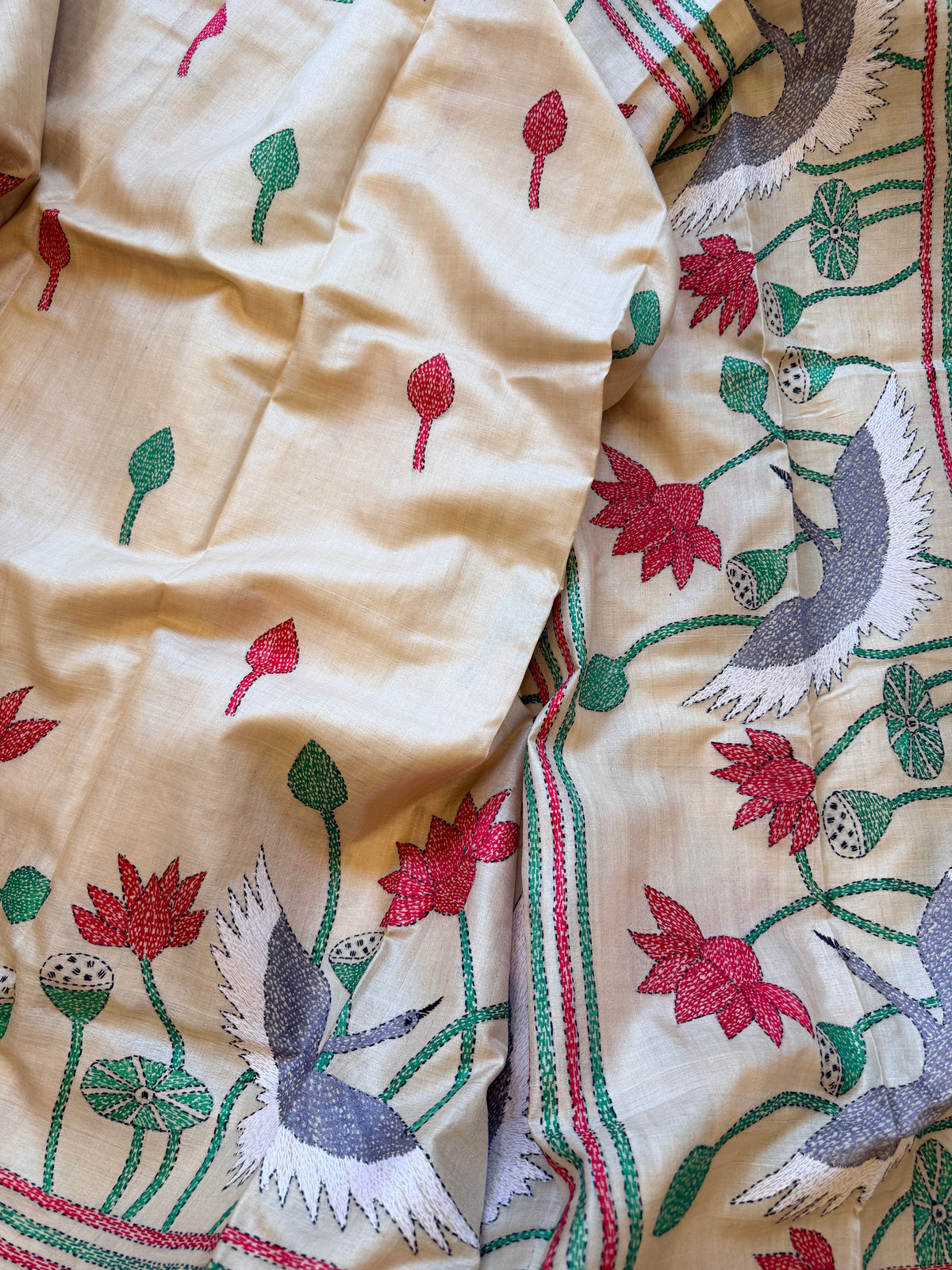 Kantha Stitch Saree on tussar silk