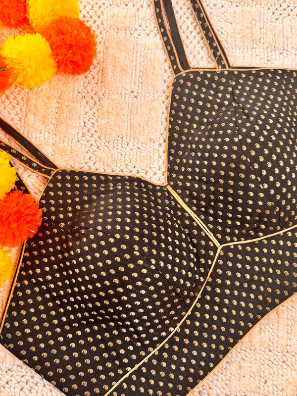 Raw Silk Banarasi Readymade Sleeveless padded blouse