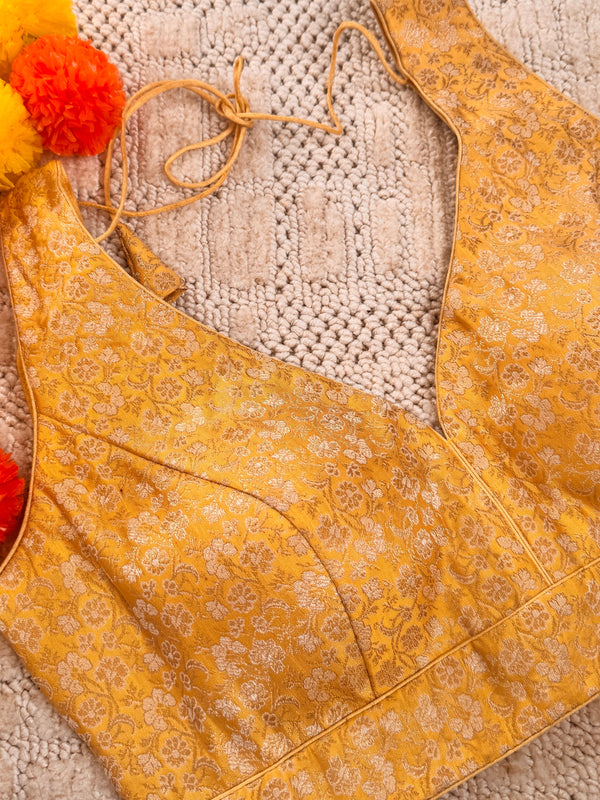 Raw Silk Banarasi Readymade Sleeveless padded blouse