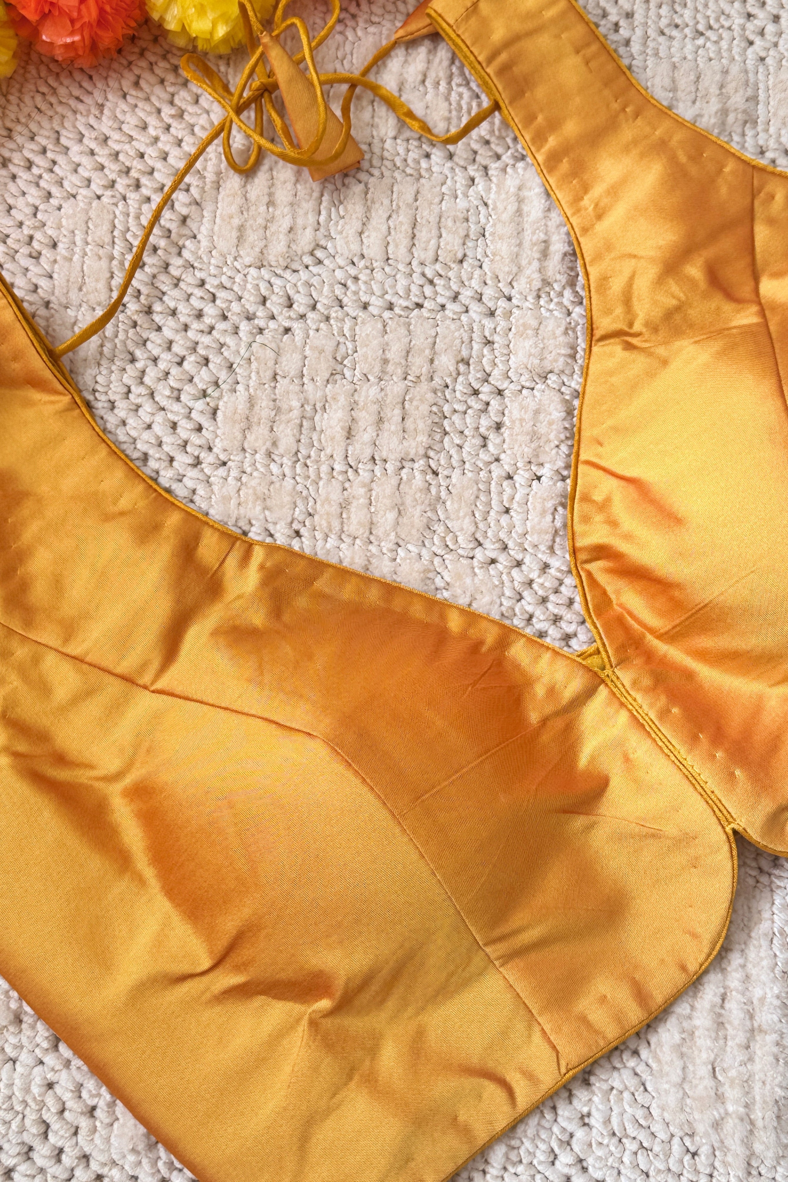 Raw Silk Readymade Sleeveless padded blouse with Back Hooks