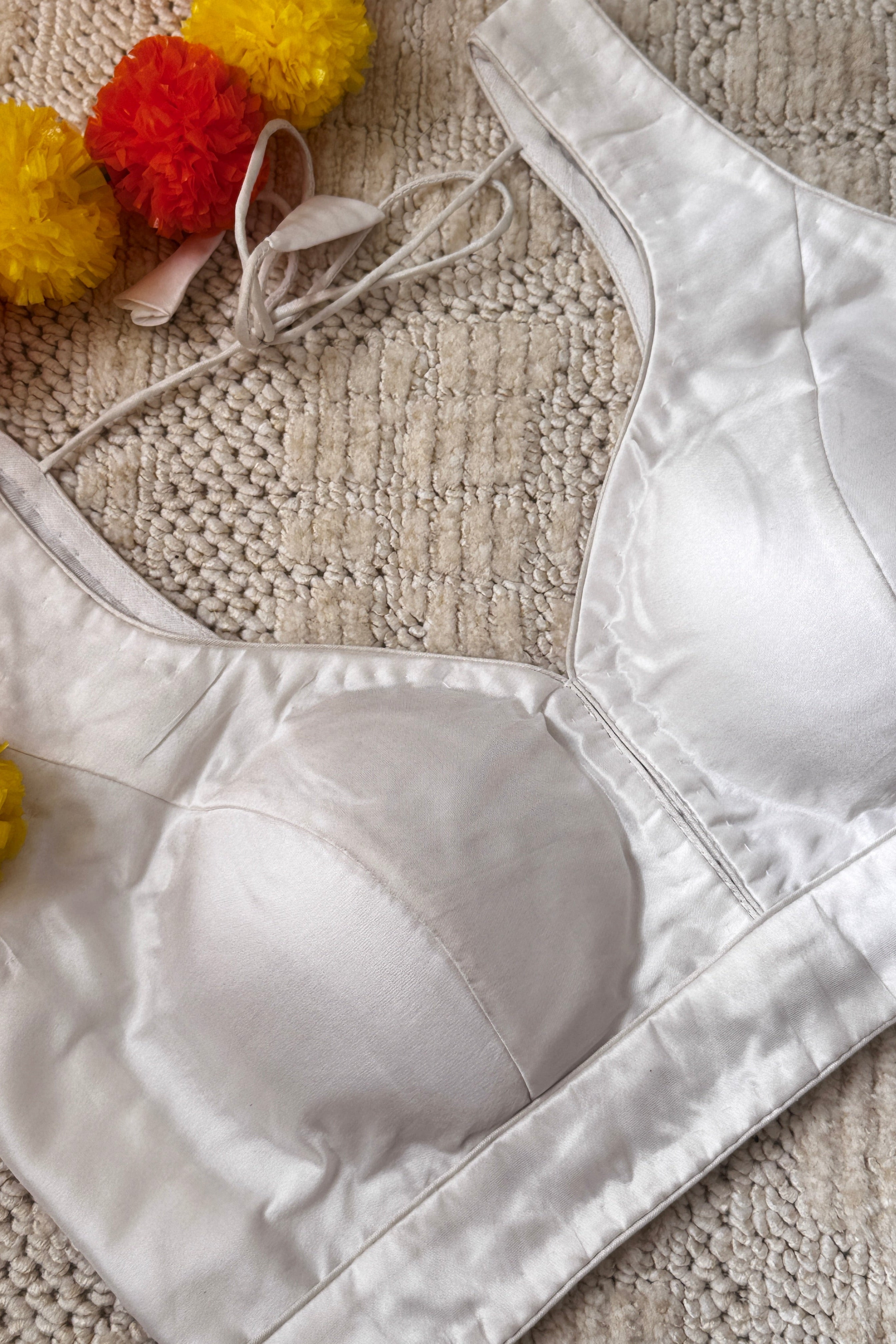 Raw Silk Readymade Sleeveless padded blouse with Back Hooks