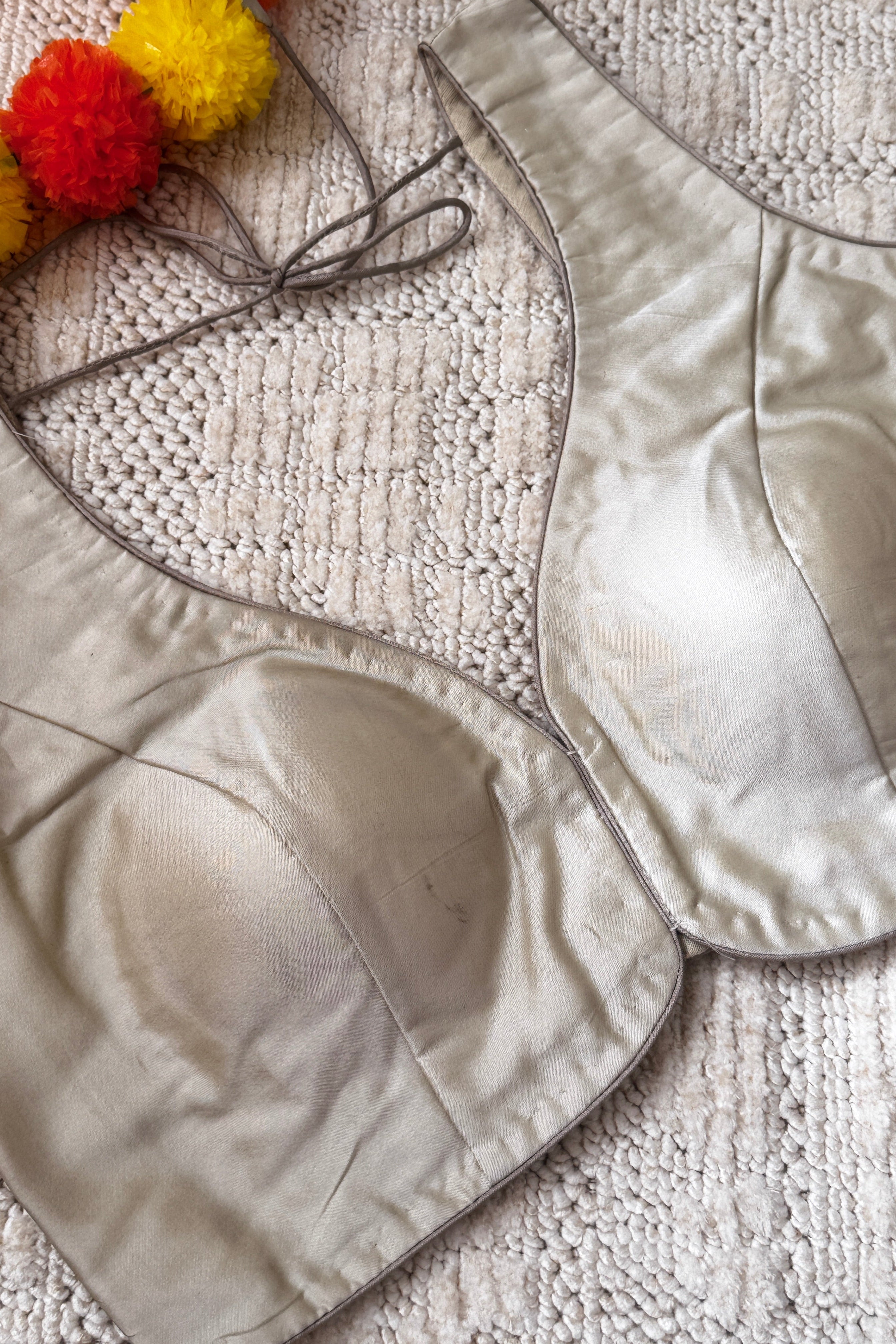 Raw Silk Readymade Sleeveless padded blouse with Back Hooks