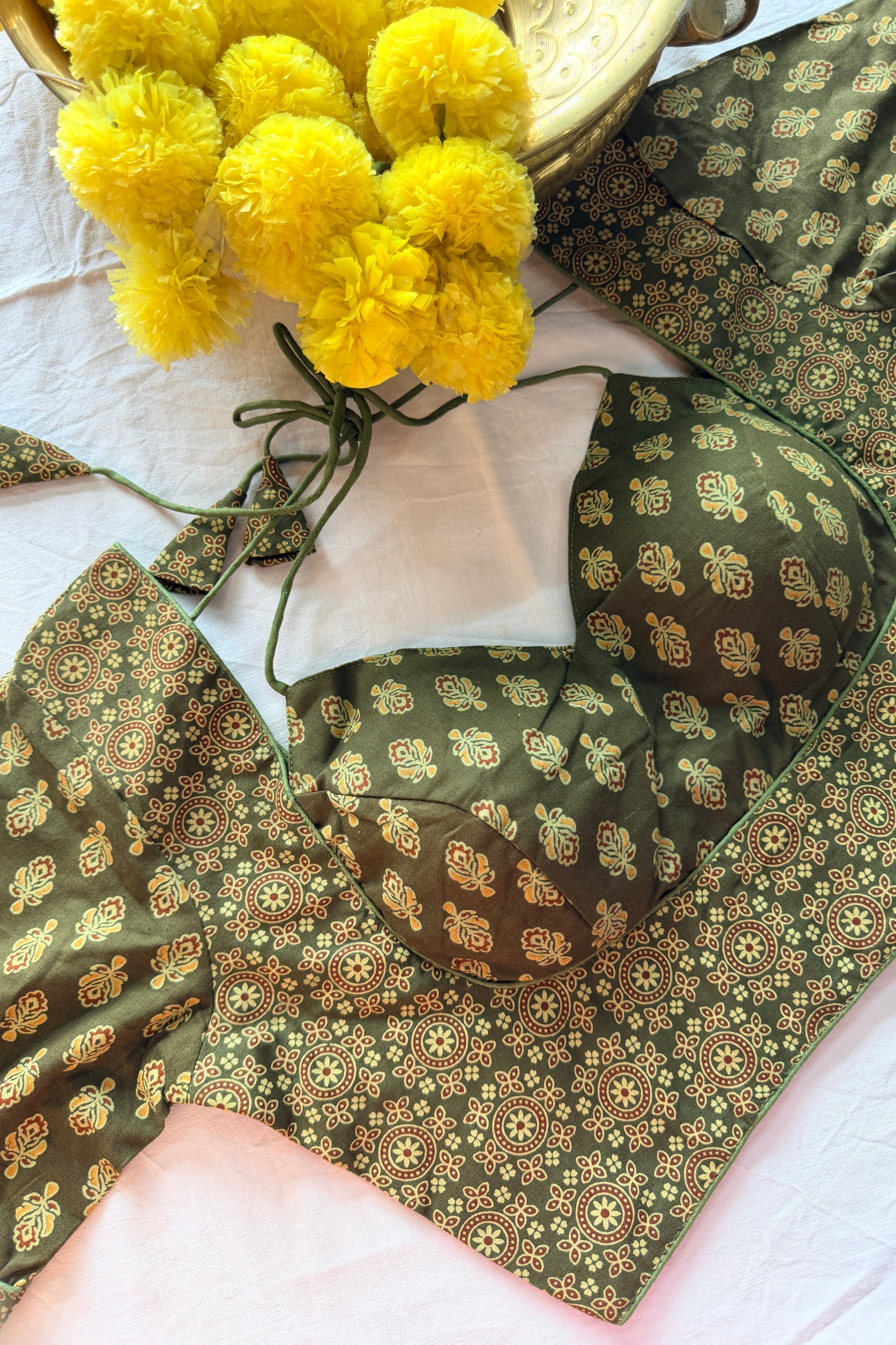 Ajrak Masaba Style Padded Blouse with Sleeves
