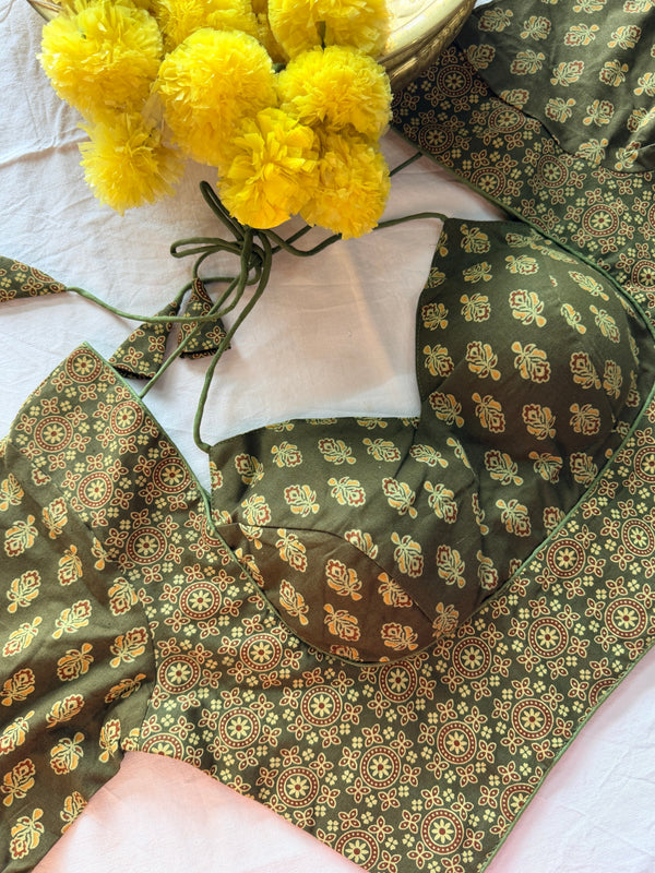 Ajrak Masaba Style Padded Blouse with Sleeves