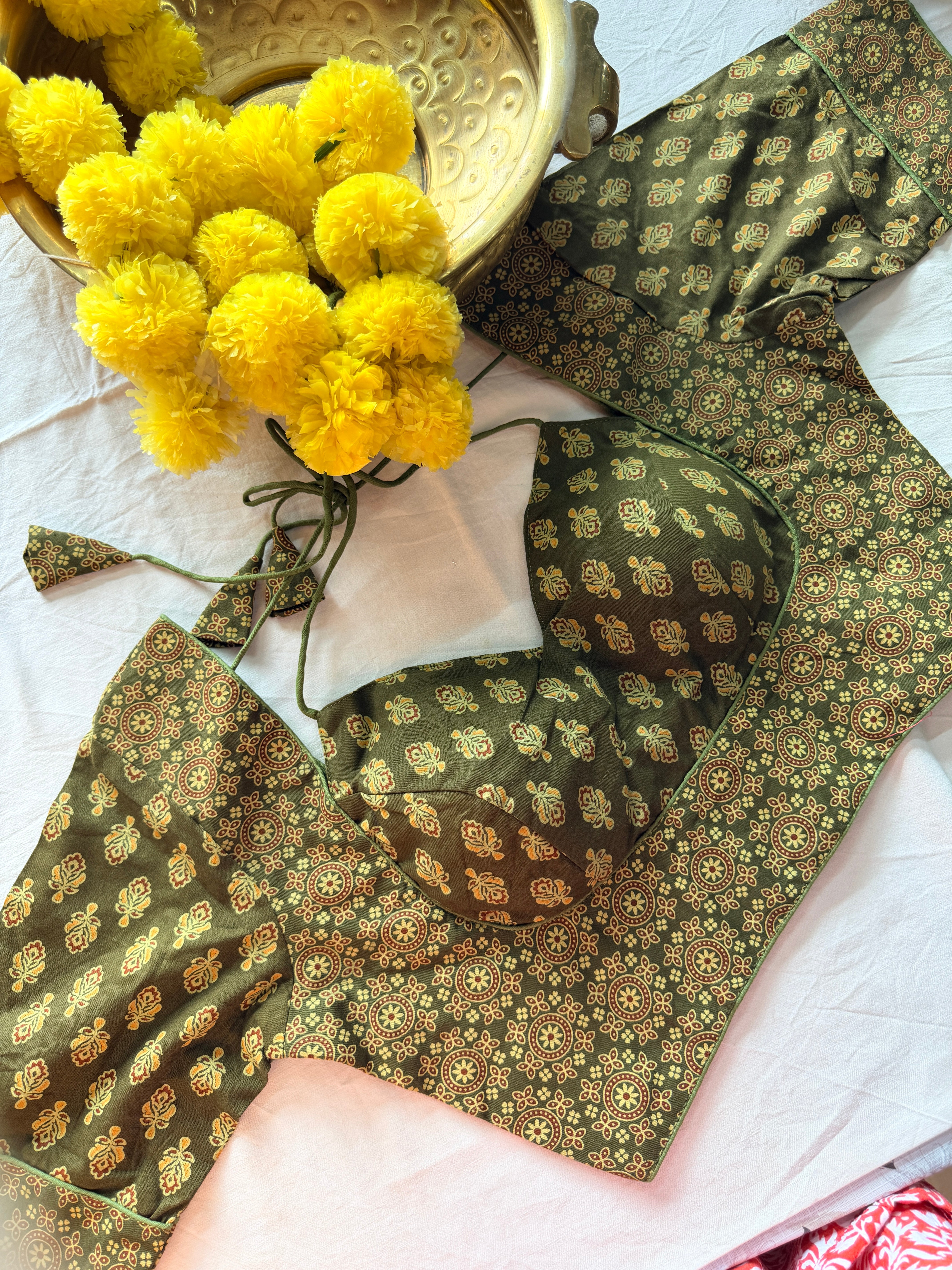 Ajrak Masaba Style Padded Blouse with Sleeves