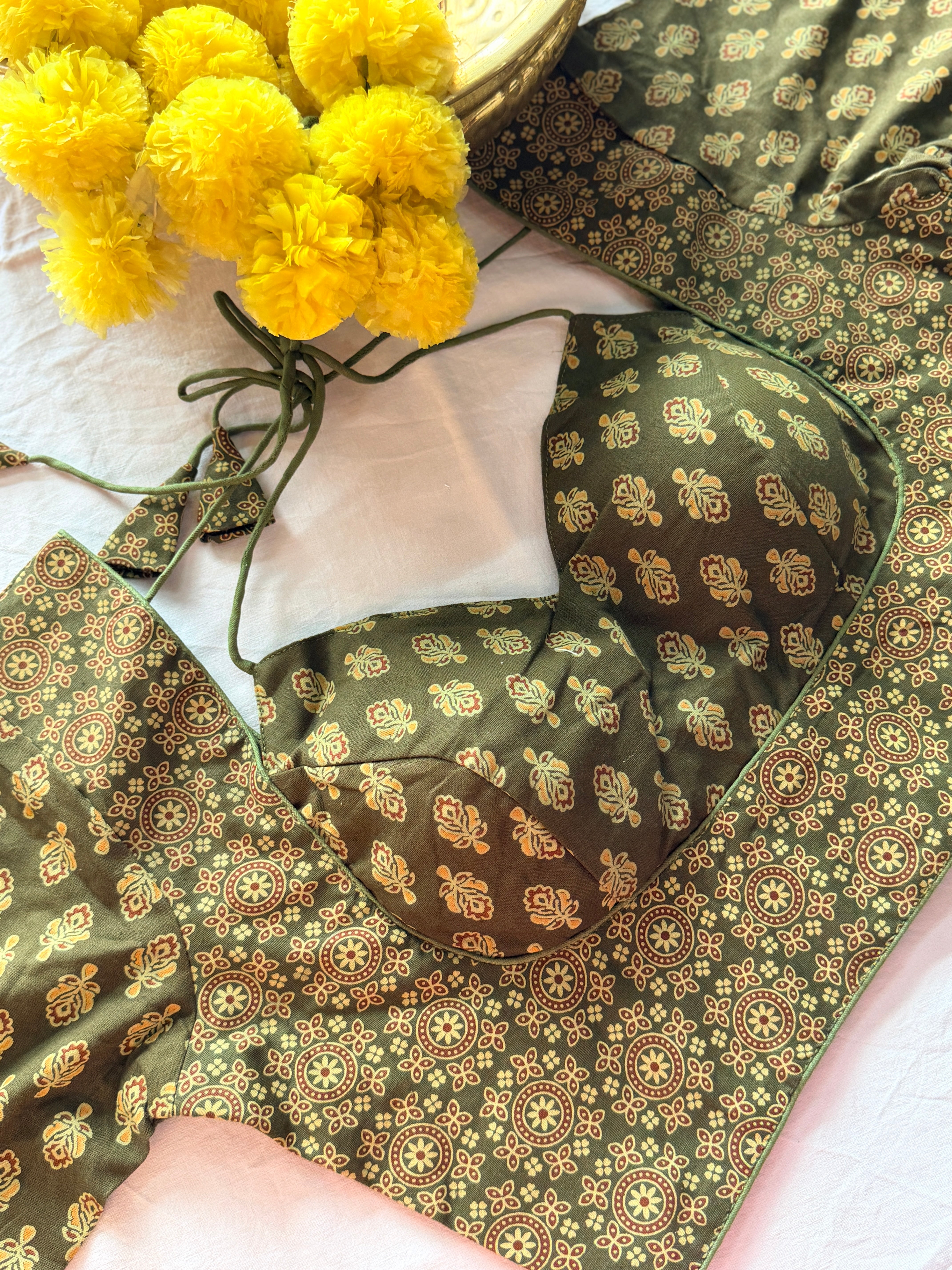 Ajrak Masaba Style Padded Blouse with Sleeves