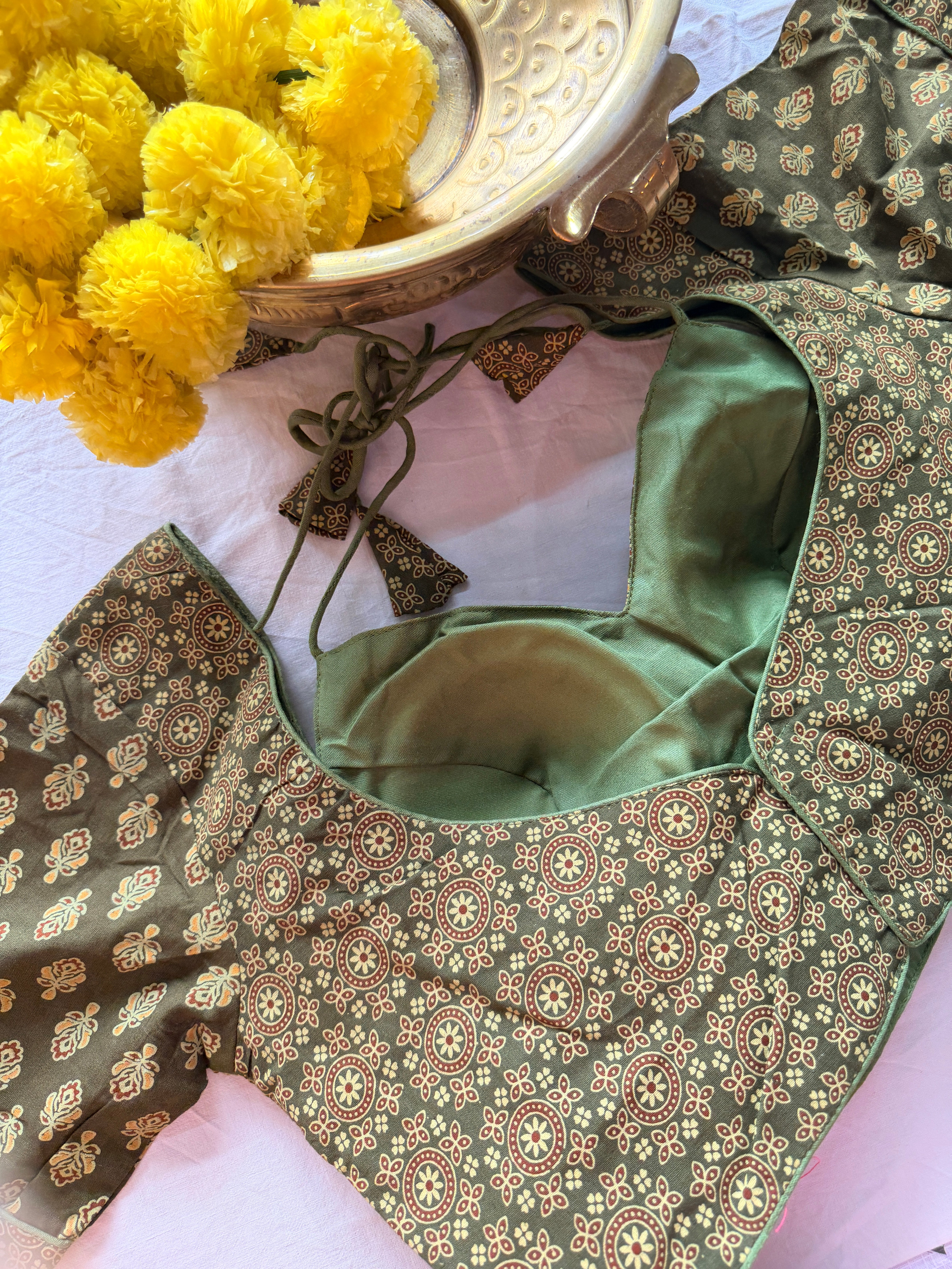 Ajrak Masaba Style Padded Blouse with Sleeves
