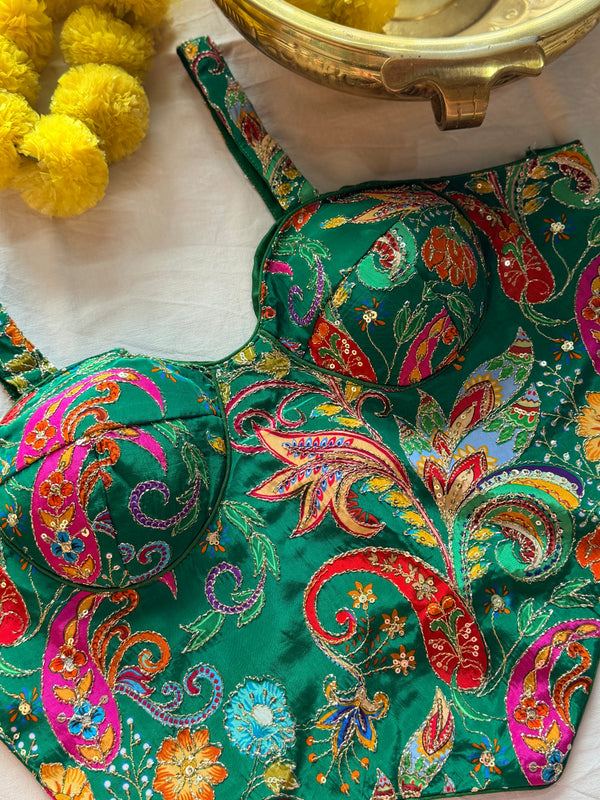 Corset Style Embroidered Padded Blouse