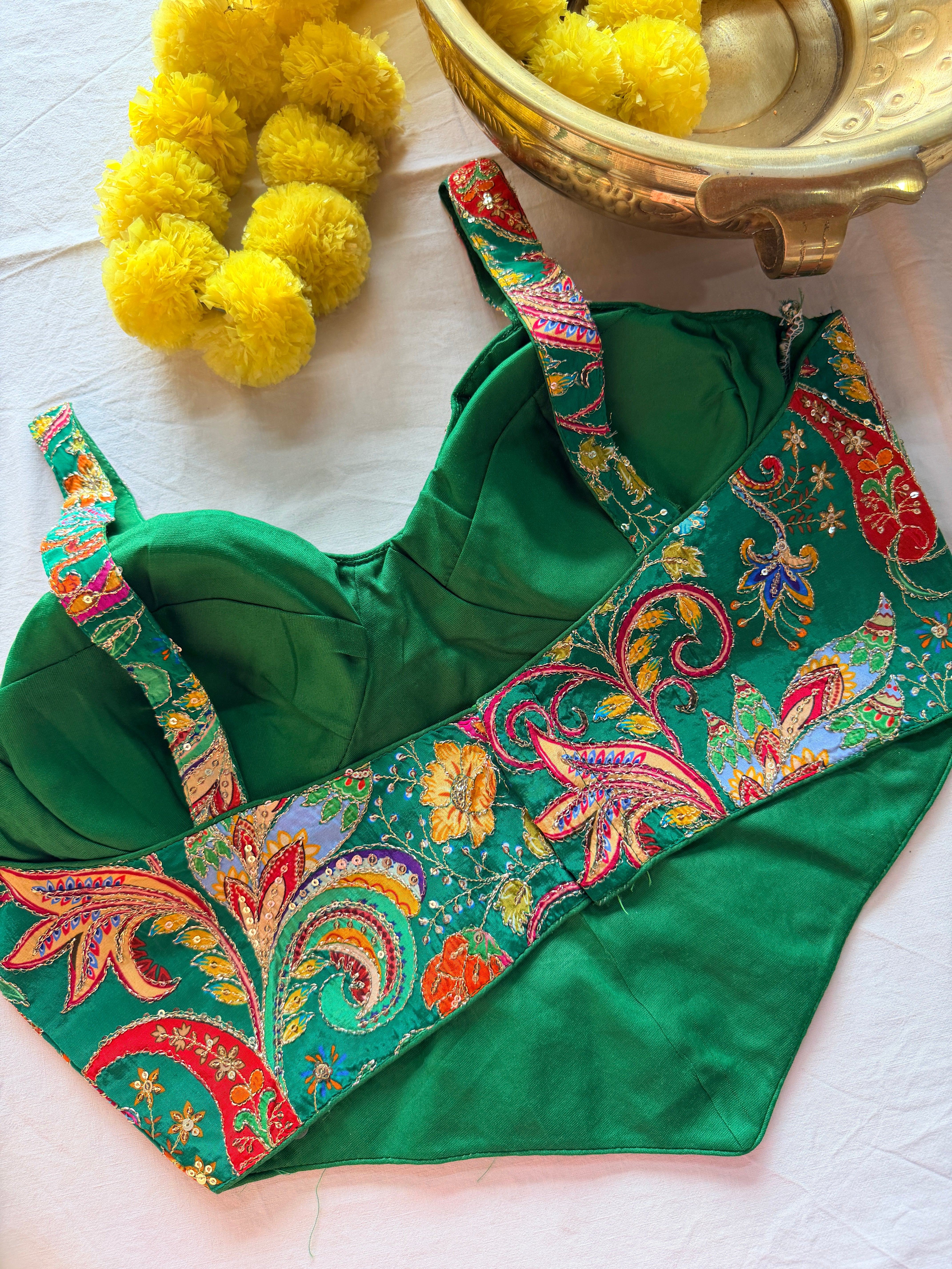 Corset Style Embroidered Padded Blouse