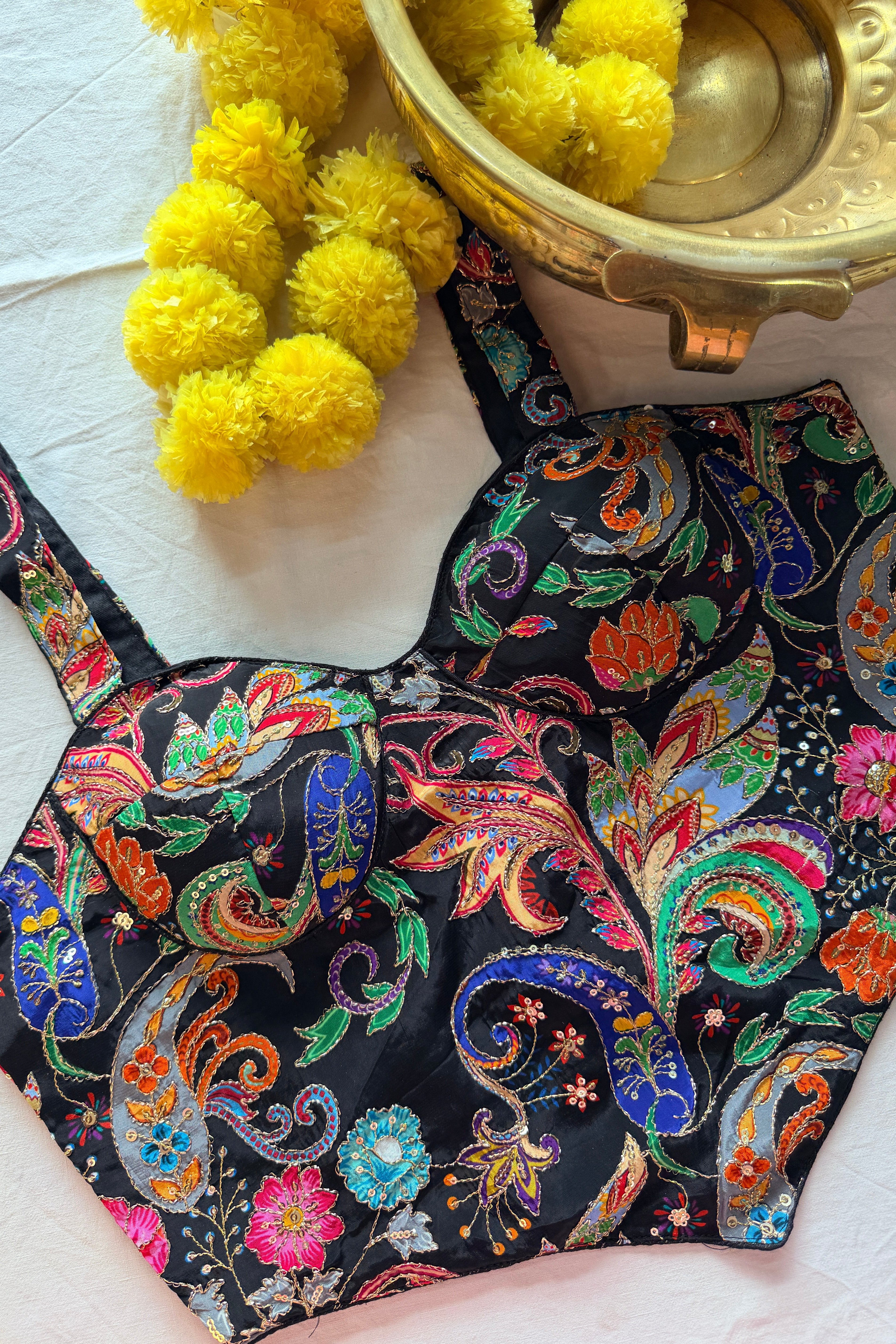 Corset Style Embroidered Padded Blouse