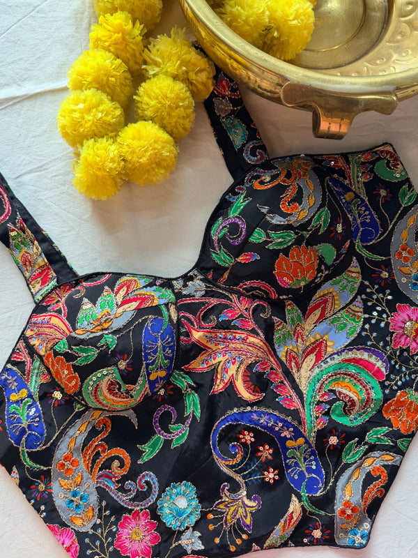 Corset Style Embroidered Padded Blouse