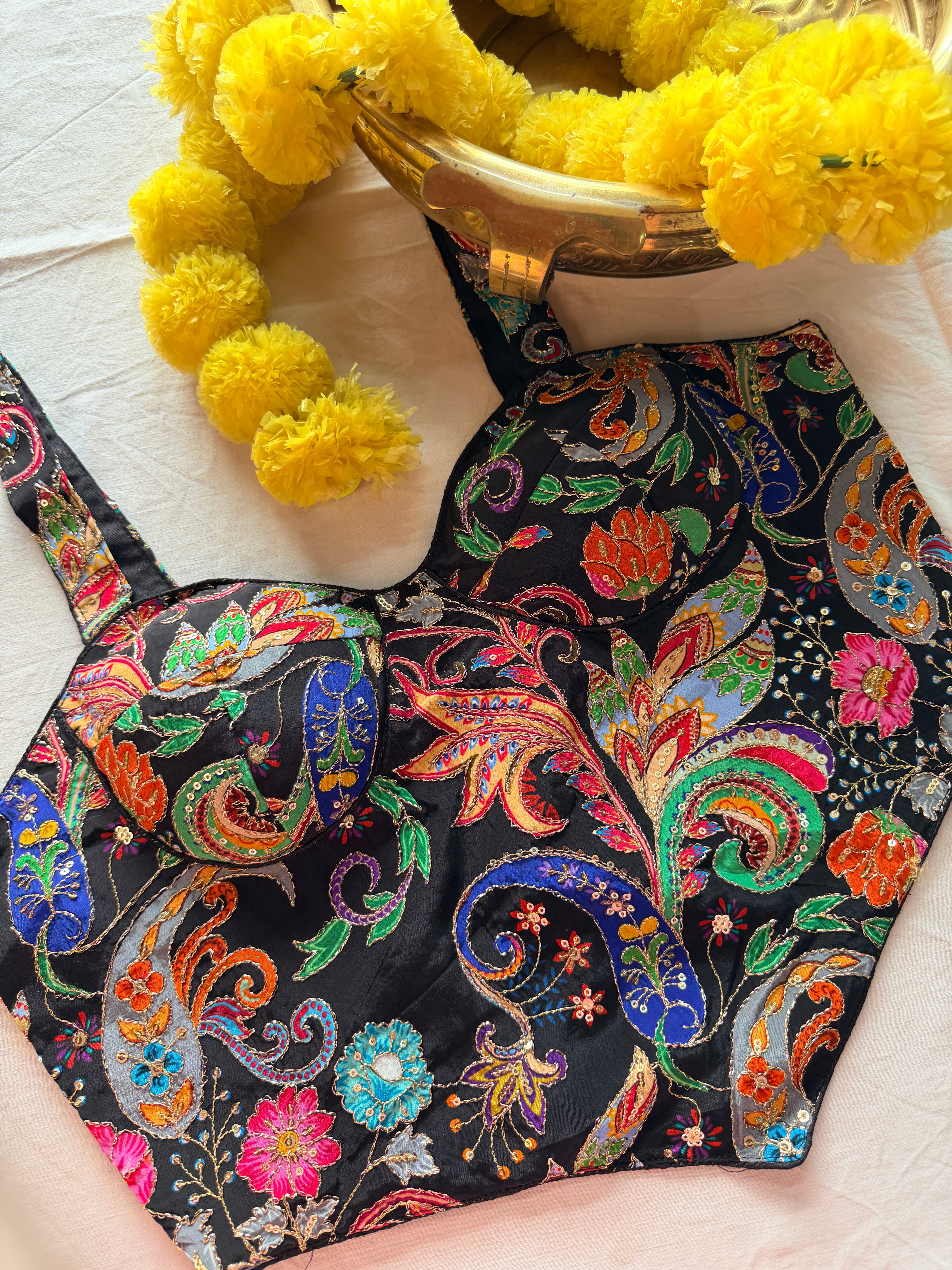Corset Style Embroidered Padded Blouse