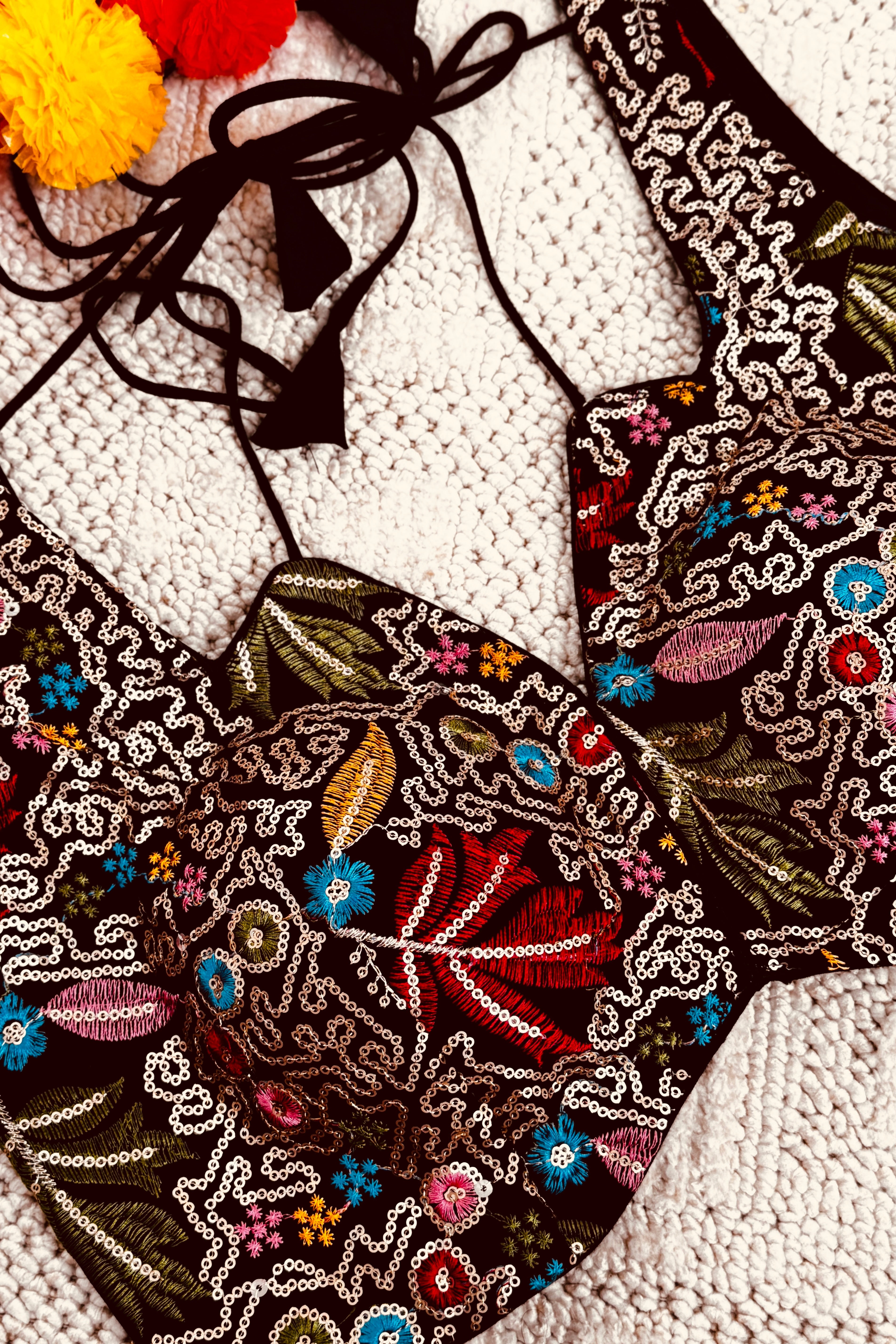 Raw Silk Masaba Style Readymade Padded Blouse Back dori without sleeves