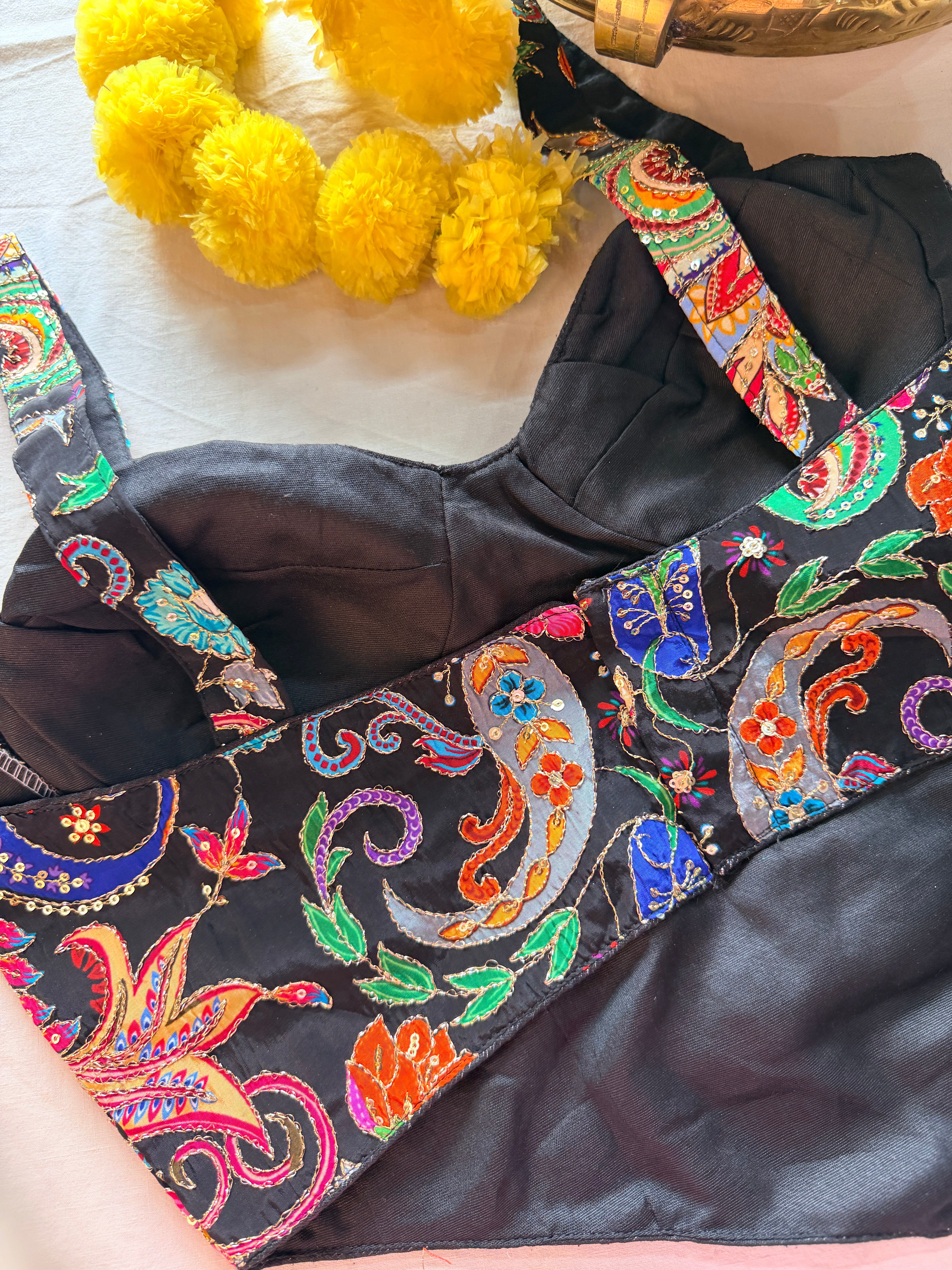 Corset Style Embroidered Padded Blouse