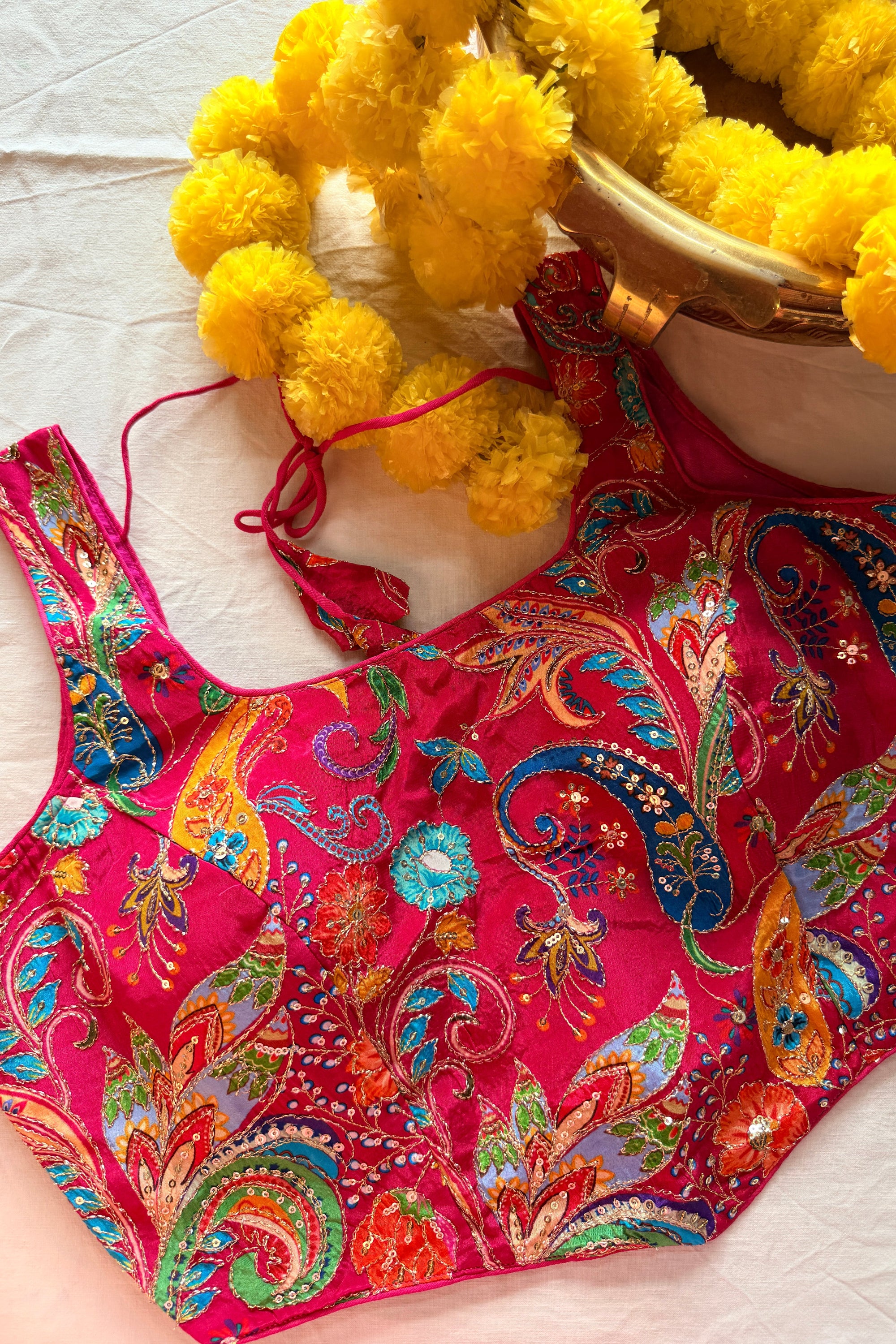 Corset Style Embroidered Padded Blouse
