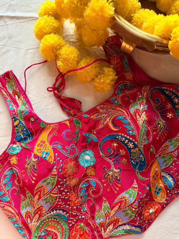 Corset Style Embroidered Padded Blouse