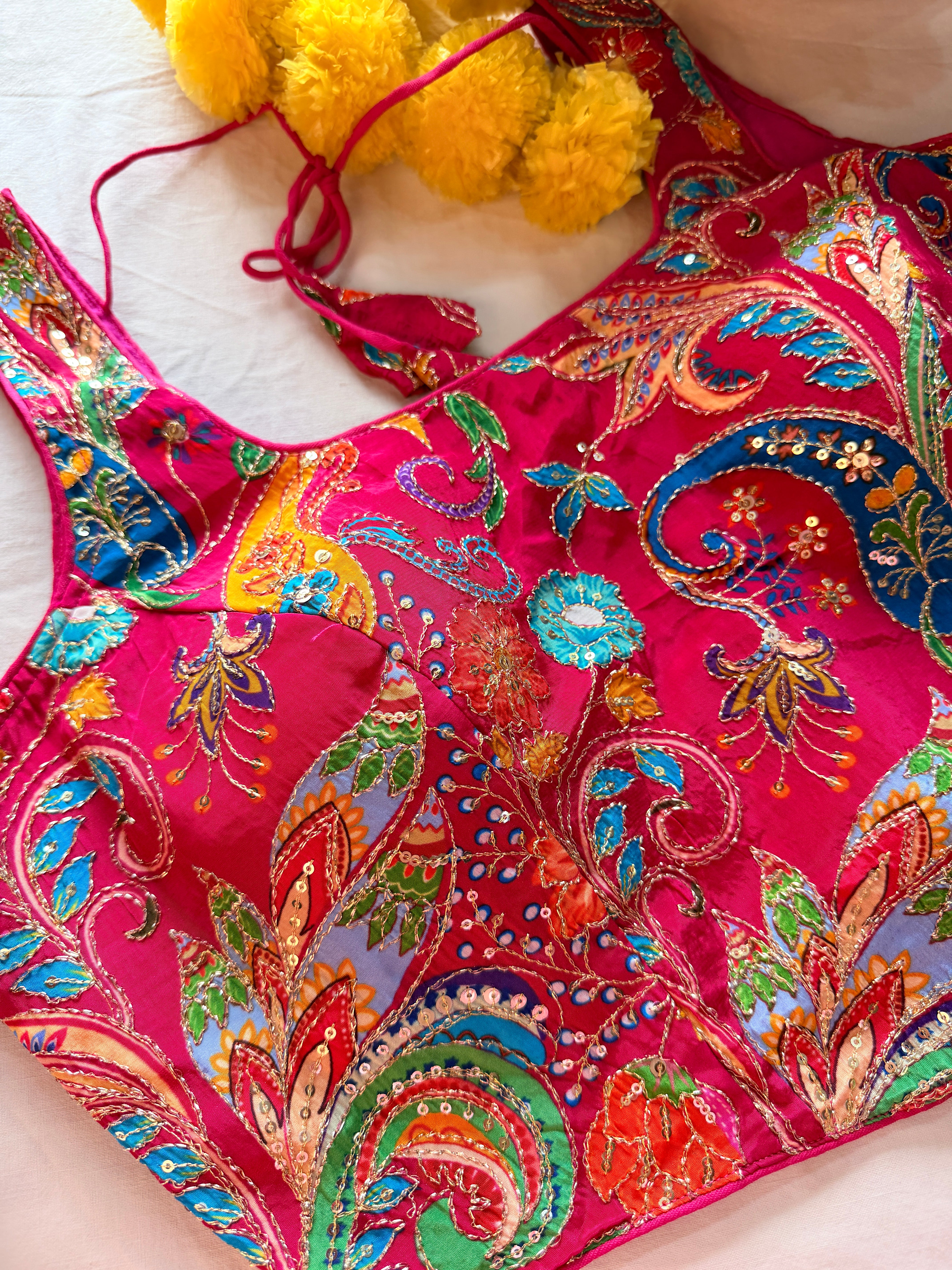 Corset Style Embroidered Padded Blouse
