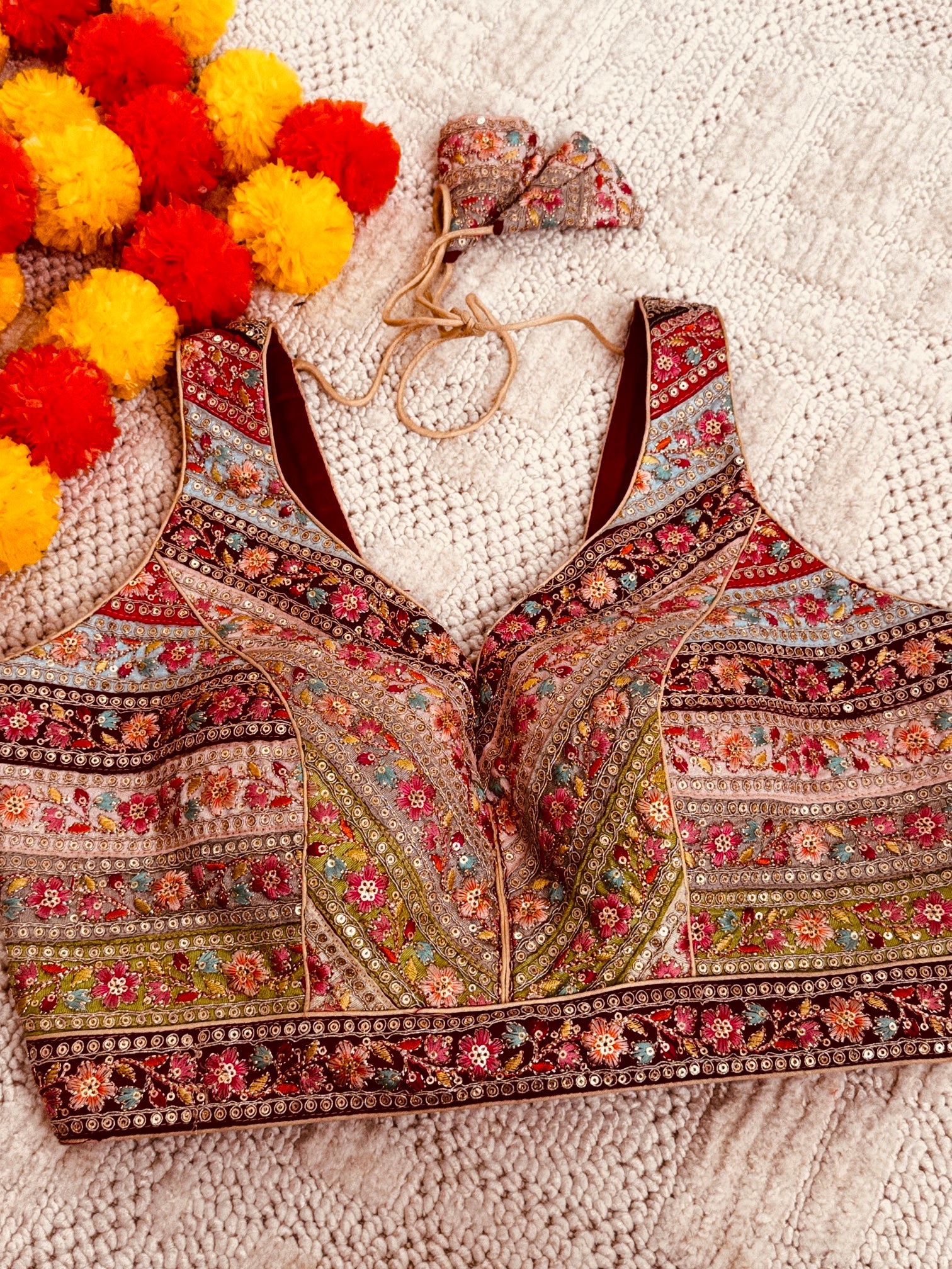 Raw Silk Zardozi embroidery work readymade padded sleeveless blouse