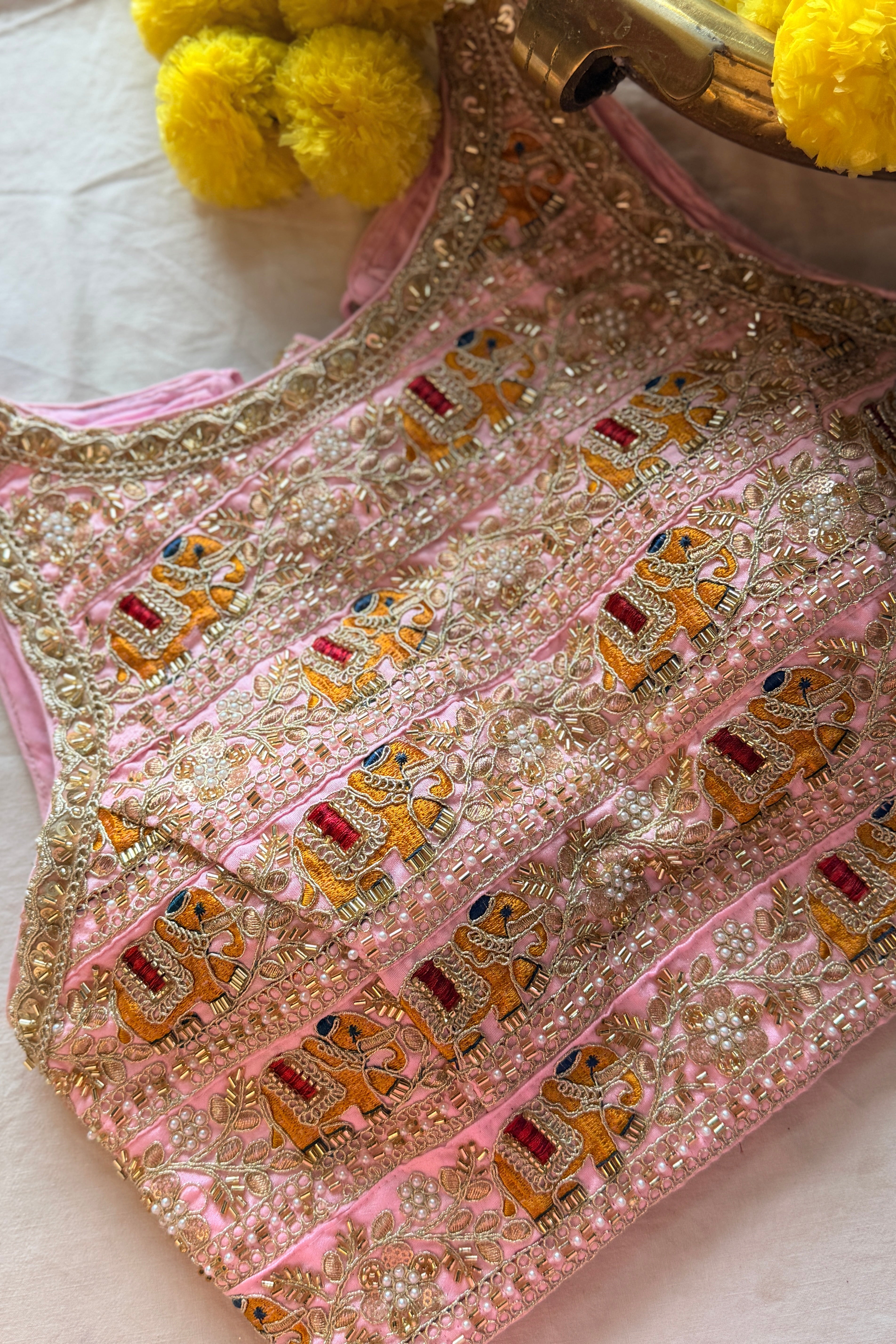 Raw Silk Zardozi padded sleeveless blouse with back hooks