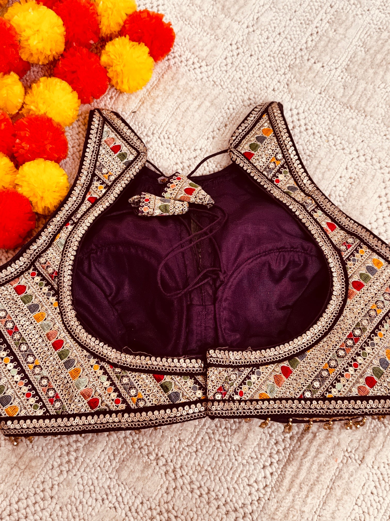 Raw Silk Zardozi embroidery work readymade padded sleeveless blouse