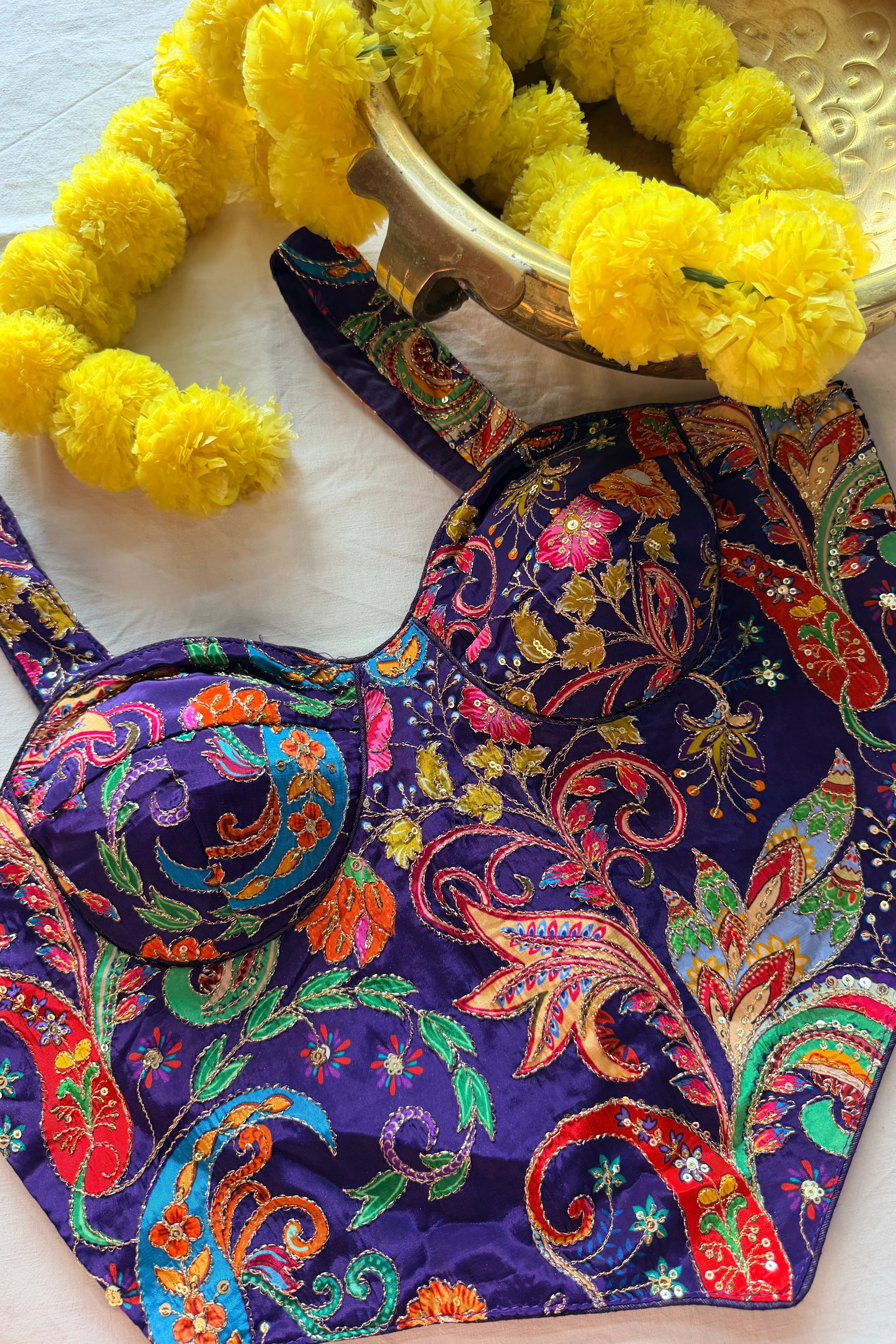 Corset Style Embroidered Padded Blouse
