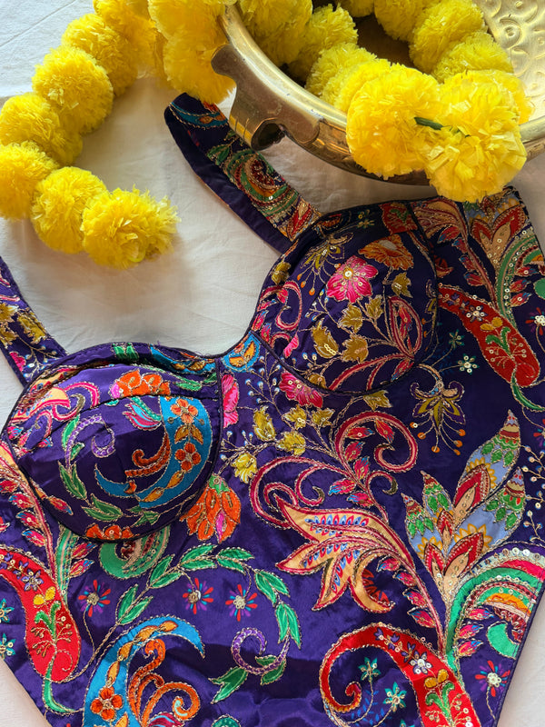 Corset Style Embroidered Padded Blouse