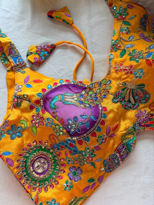 Raw Silk Zardozi padded sleeveless blouse with back dori