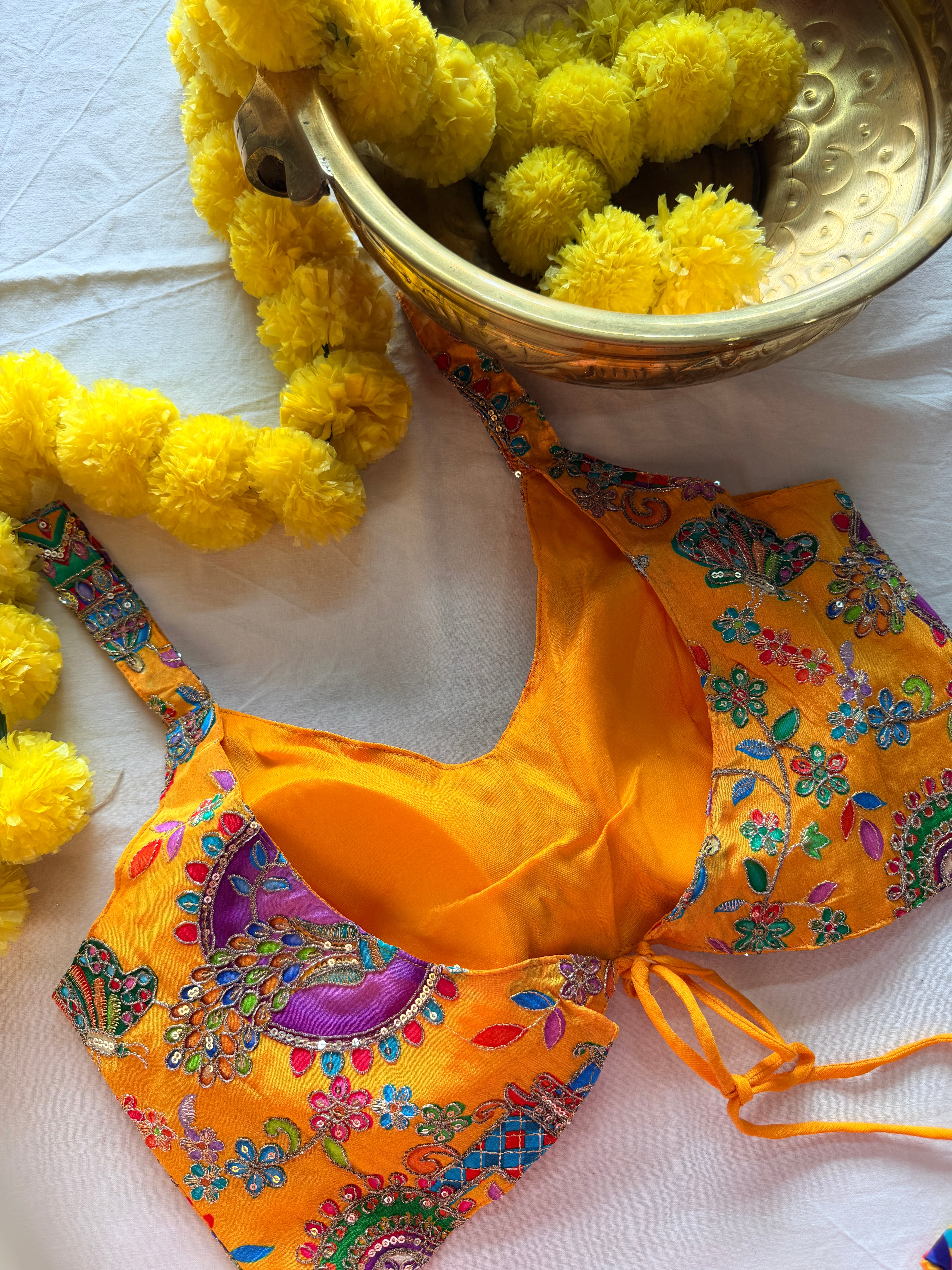 Raw Silk Zardozi padded sleeveless blouse with back dori
