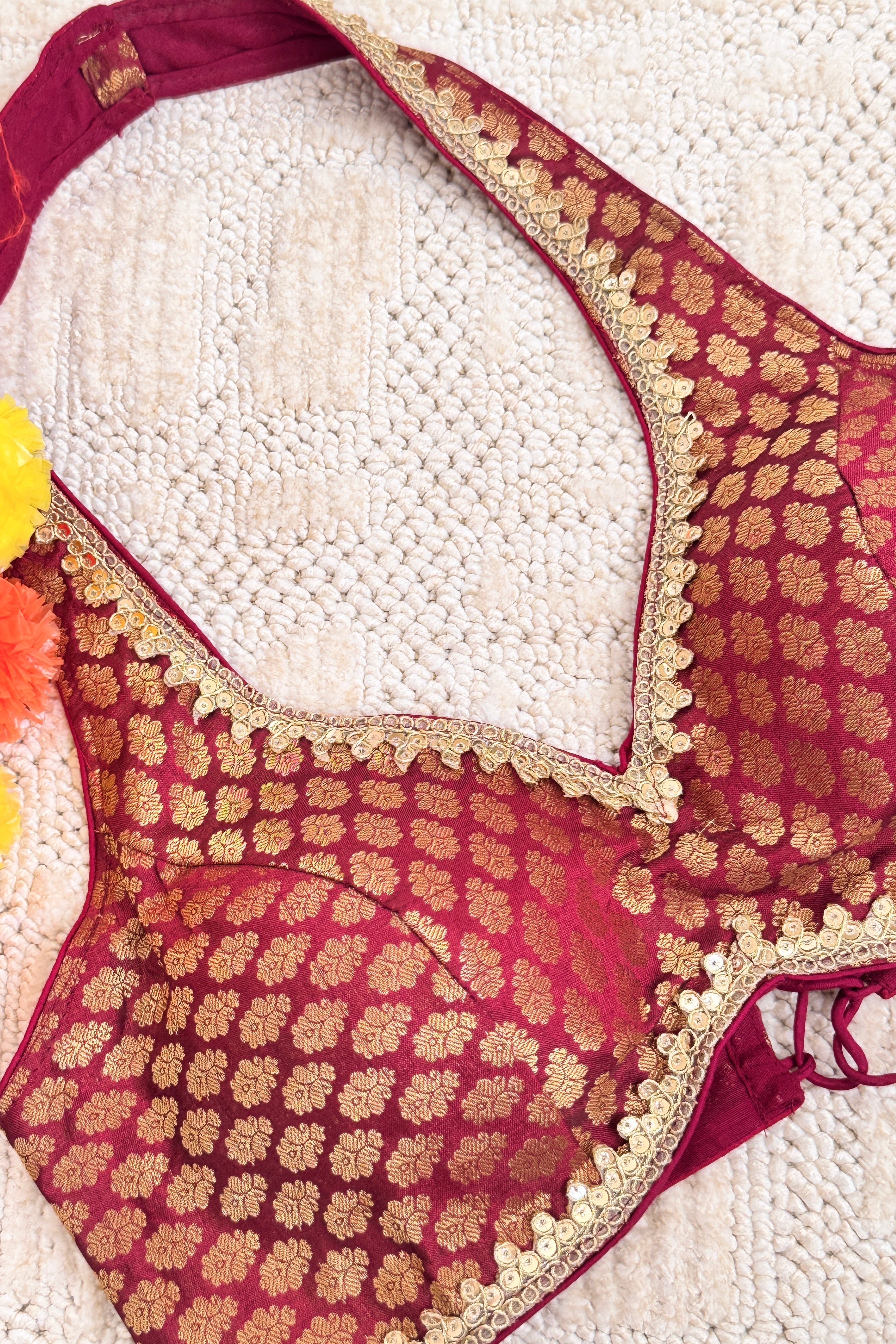 Halter Readymade Padded Banarasi Blouse