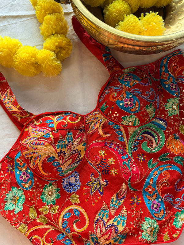 Corset Style Embroidered Padded Blouse