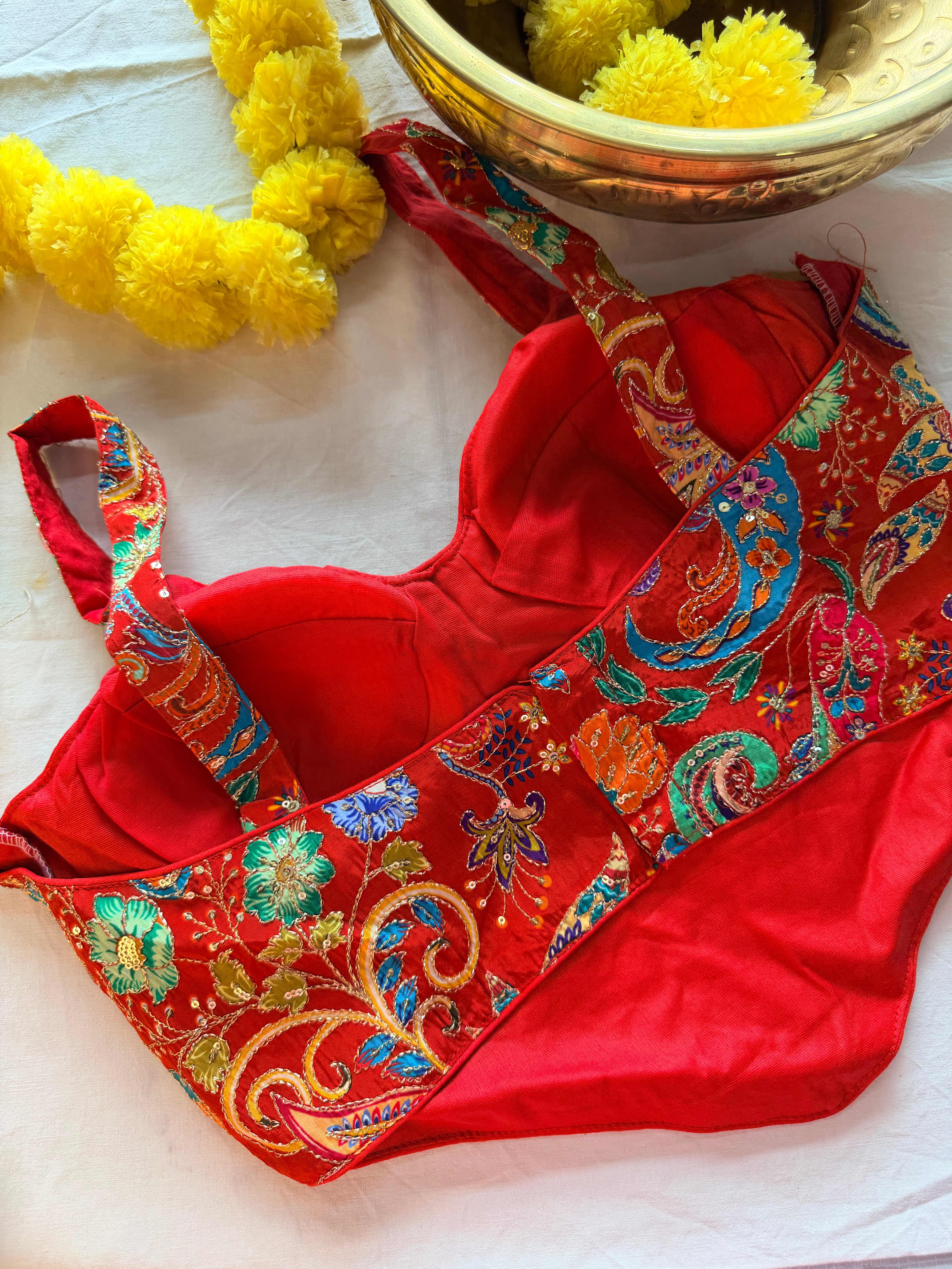 Corset Style Embroidered Padded Blouse