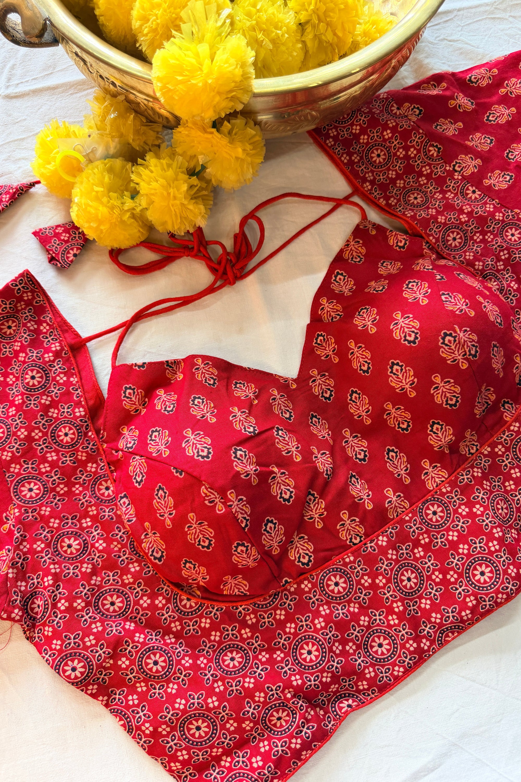 Ajrak Masaba Style Padded Blouse with Sleeves