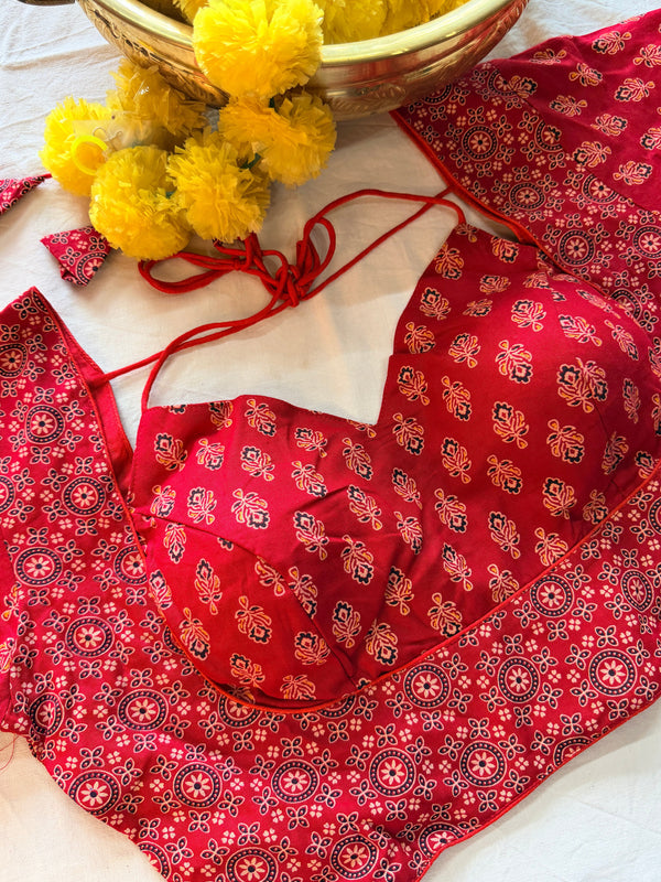 Ajrak Masaba Style Padded Blouse with Sleeves