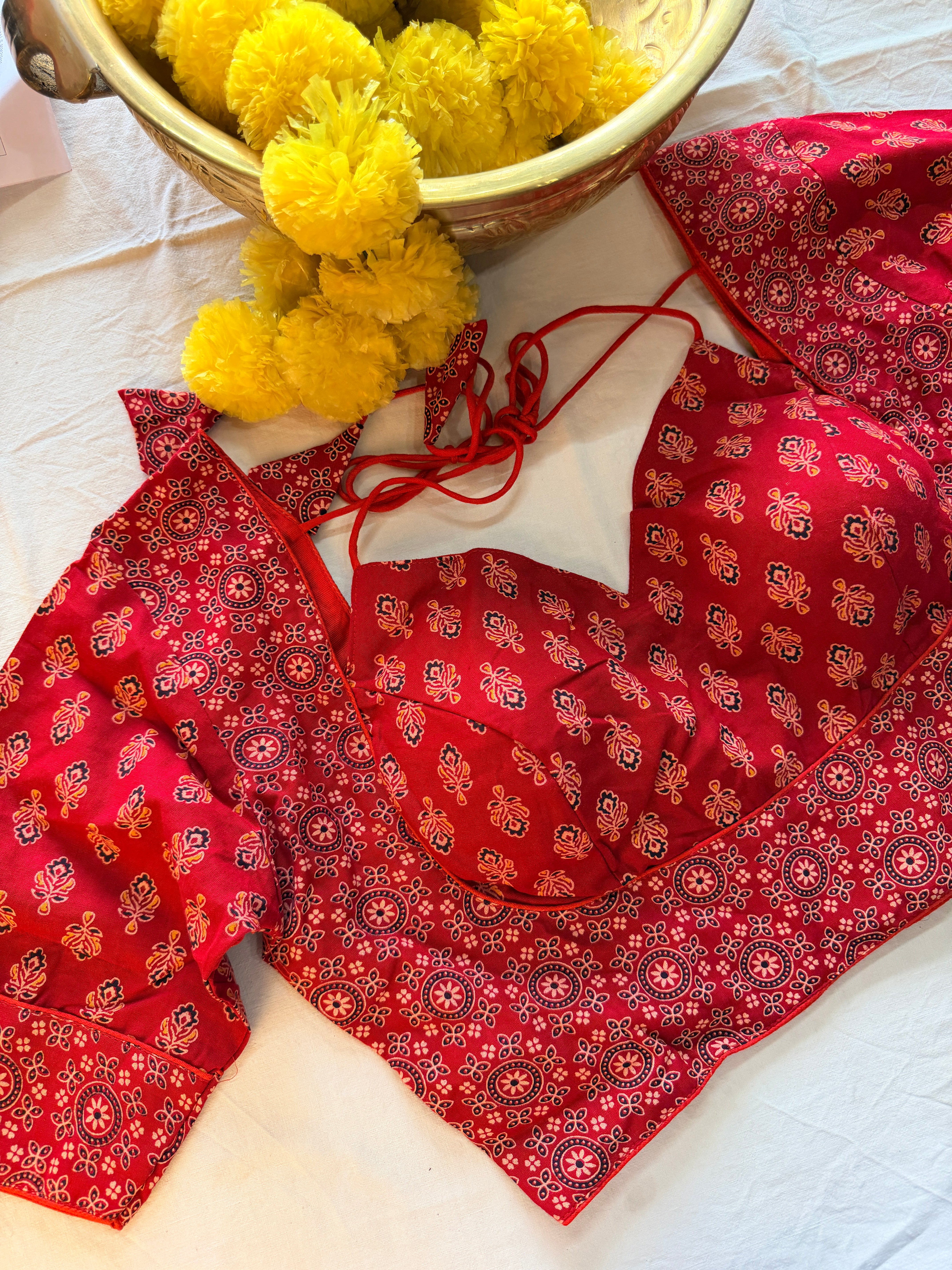 Ajrak Masaba Style Padded Blouse with Sleeves