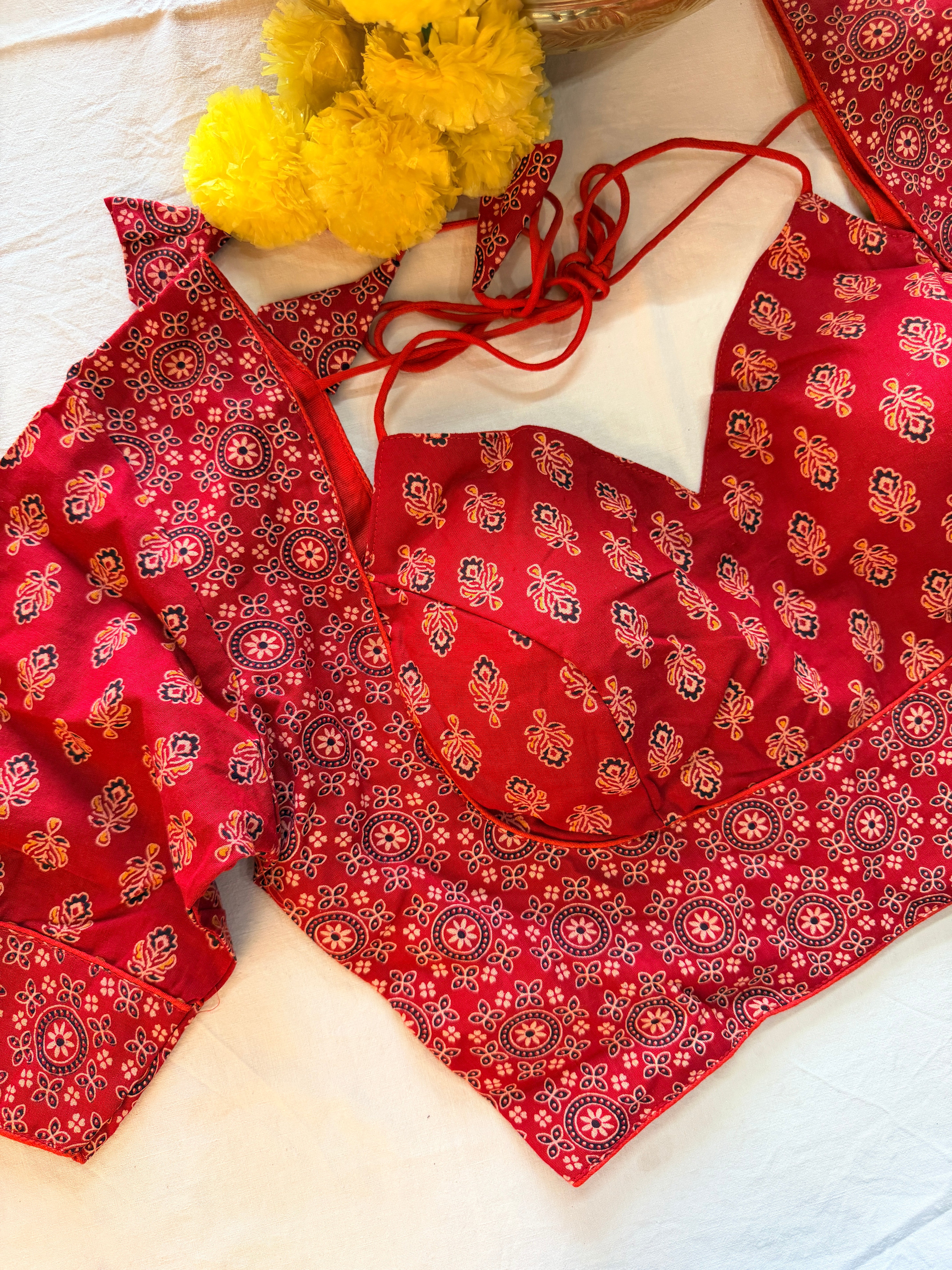 Ajrak Masaba Style Padded Blouse with Sleeves