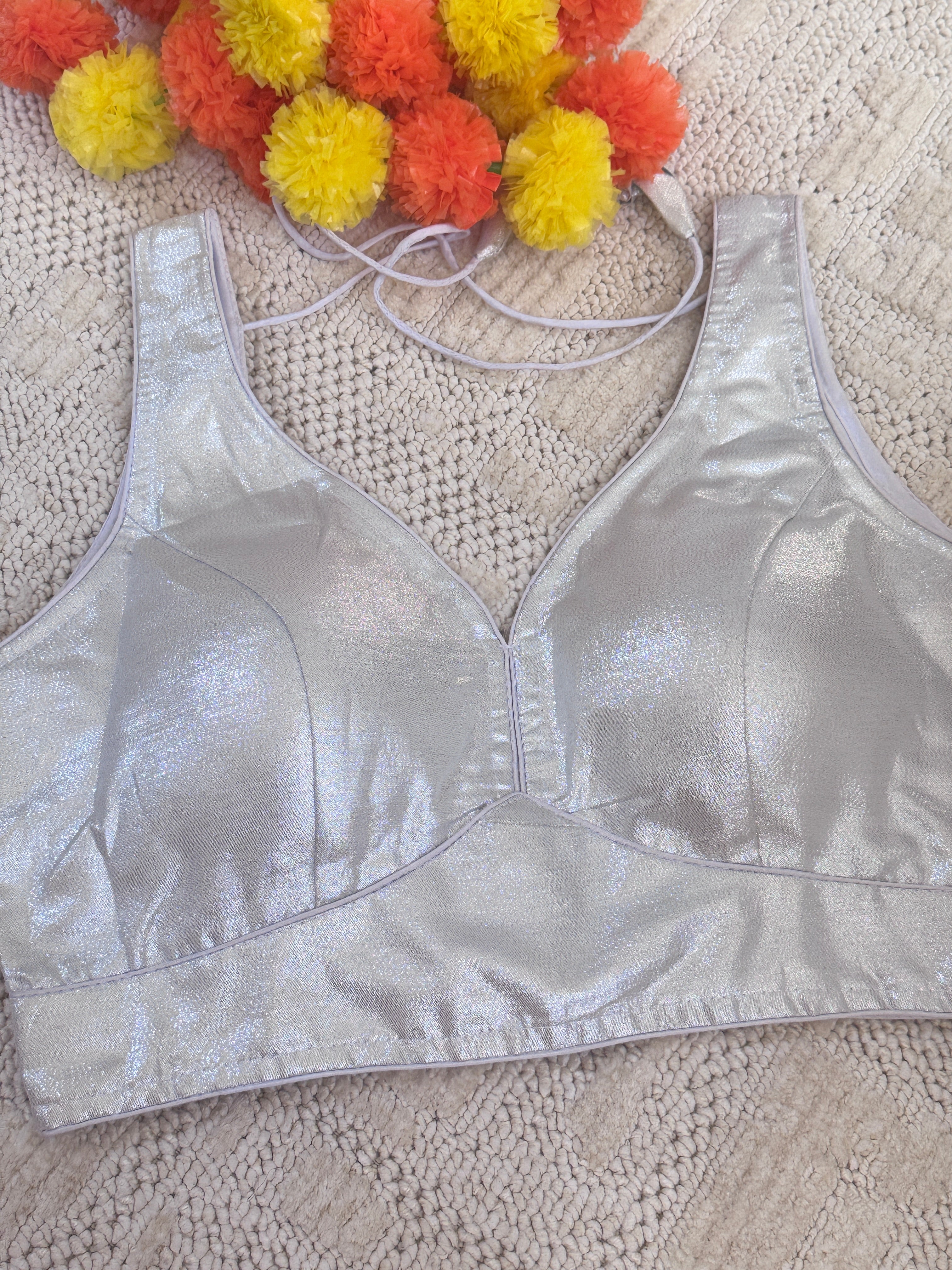 Shimmer Readymade Padded Blouse with Back Hooks